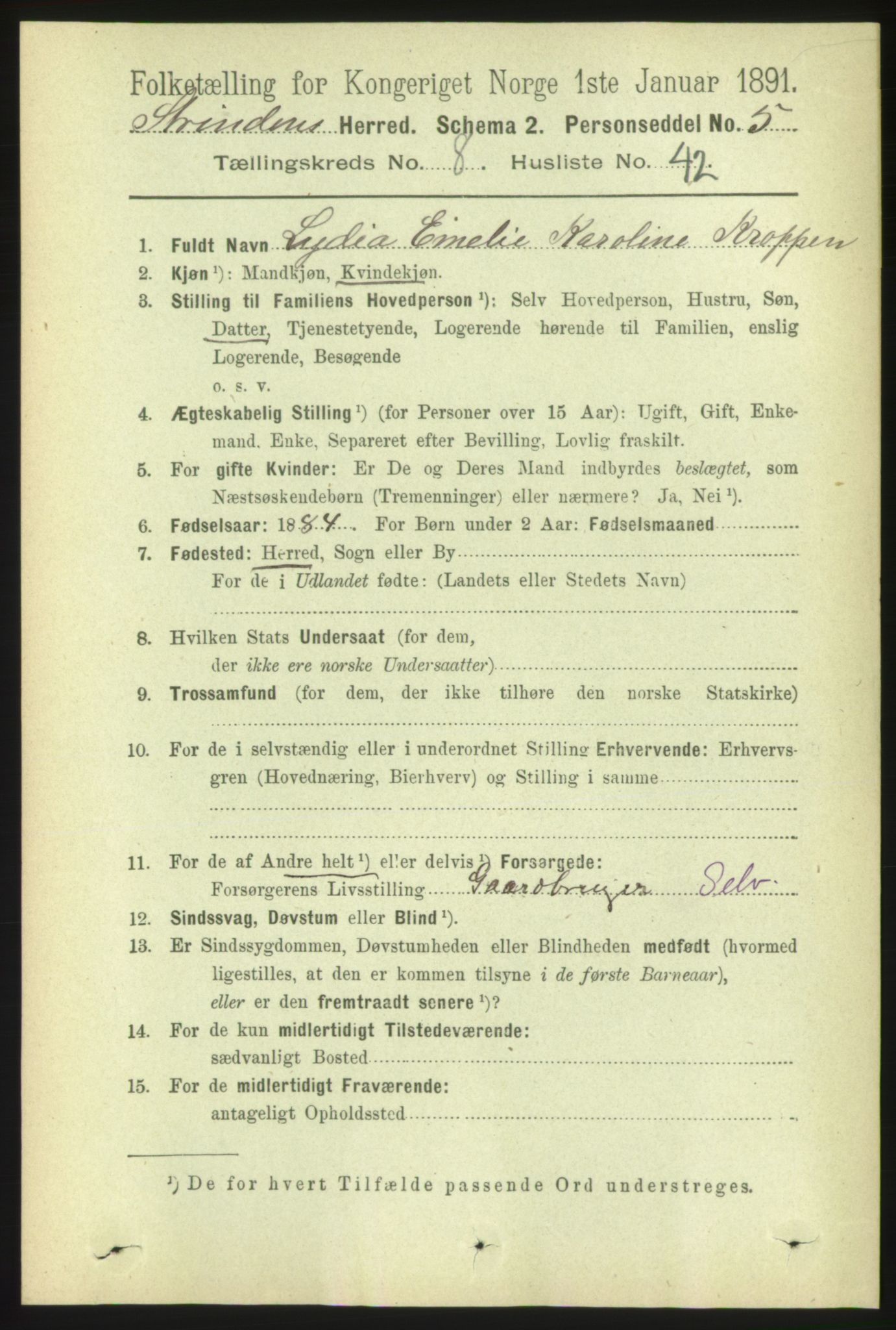 RA, 1891 census for 1660 Strinda, 1891, p. 7346