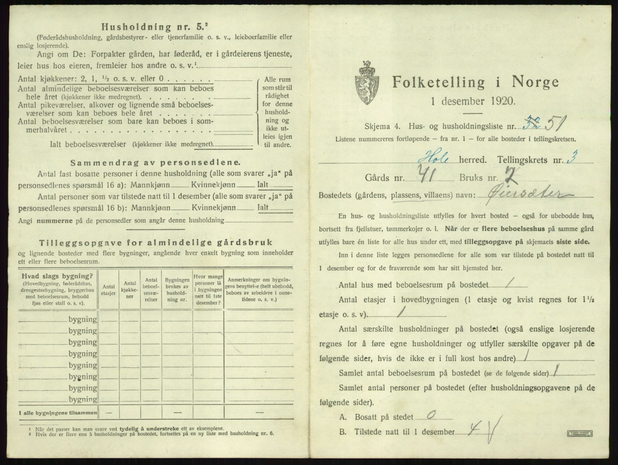 SAKO, 1920 census for Hole, 1920, p. 467