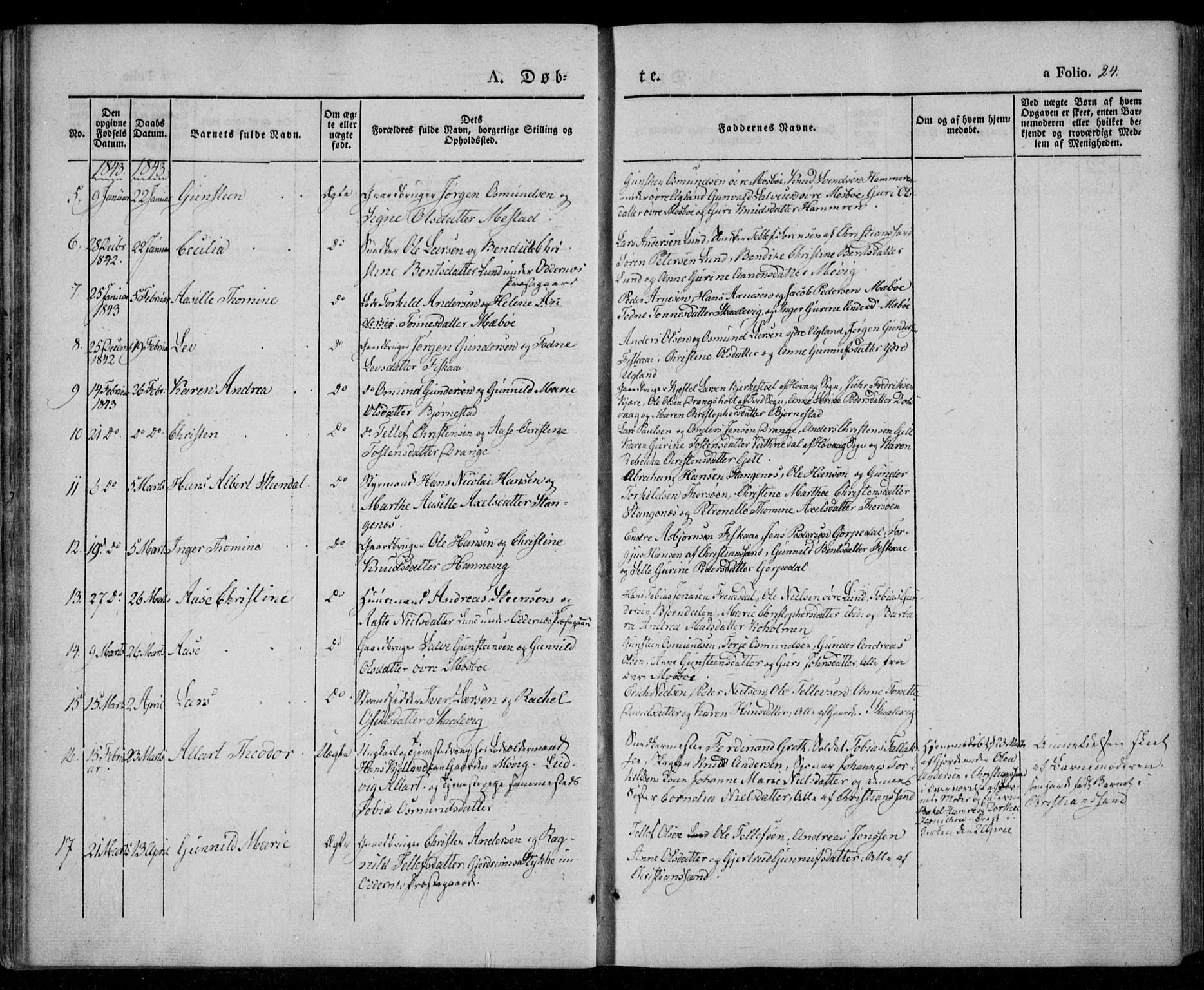 Oddernes sokneprestkontor, SAK/1111-0033/F/Fa/Faa/L0006: Parish register (official) no. A 6, 1838-1851, p. 24