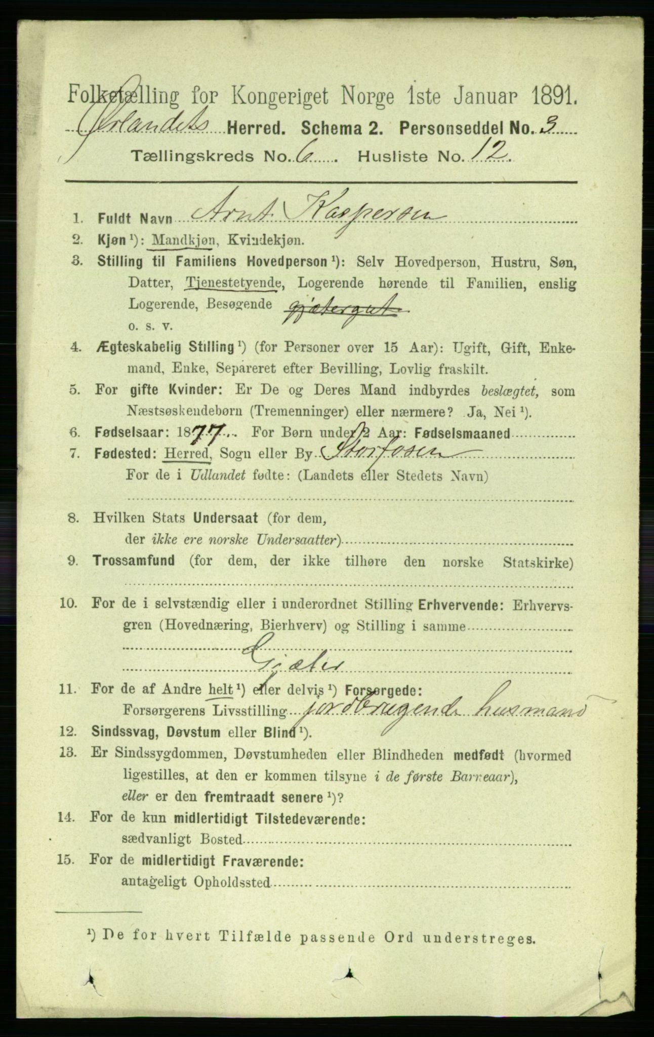RA, 1891 census for 1621 Ørland, 1891, p. 1922