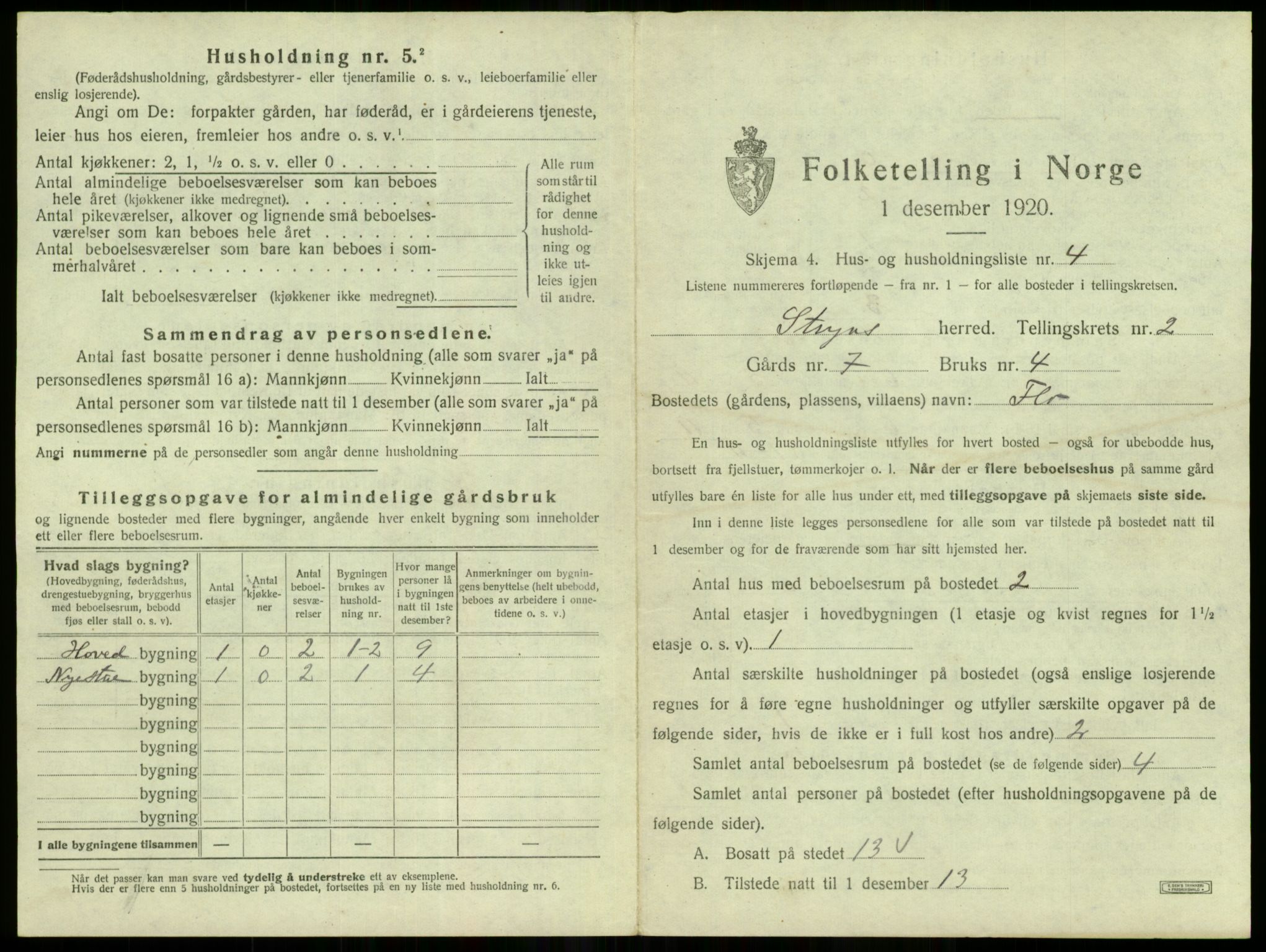 SAB, 1920 census for Stryn, 1920, p. 82