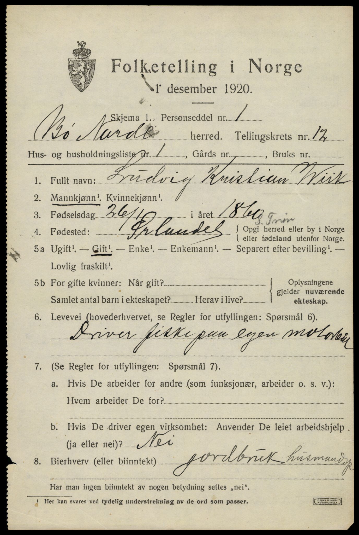 SAT, 1920 census for Bø, 1920, p. 10390