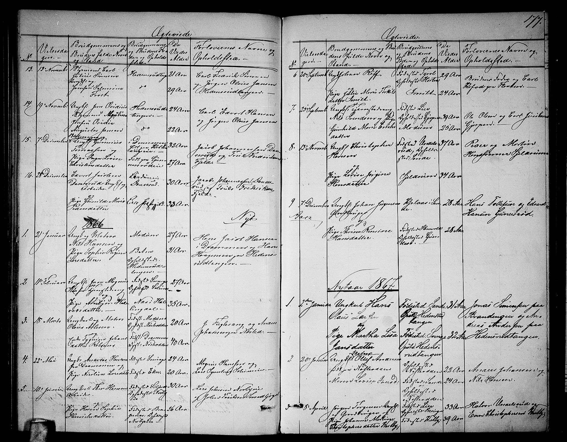 Skoger kirkebøker, AV/SAKO-A-59/G/Ga/L0002: Parish register (copy) no. I 2, 1860-1880, p. 177