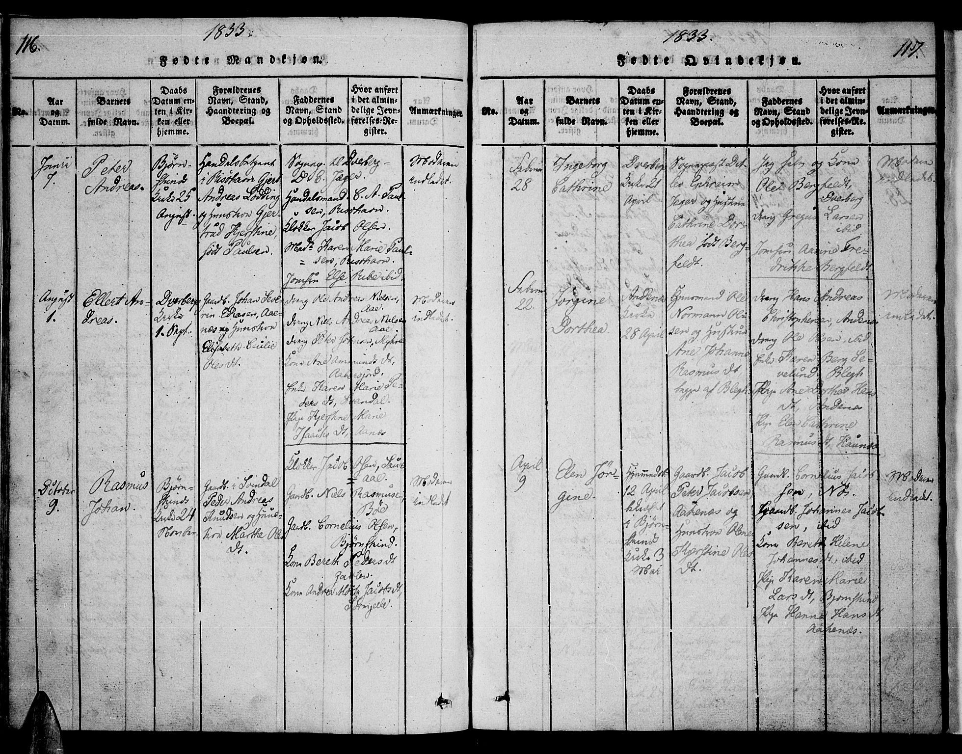 Ministerialprotokoller, klokkerbøker og fødselsregistre - Nordland, AV/SAT-A-1459/897/L1395: Parish register (official) no. 897A03, 1820-1841, p. 116-117