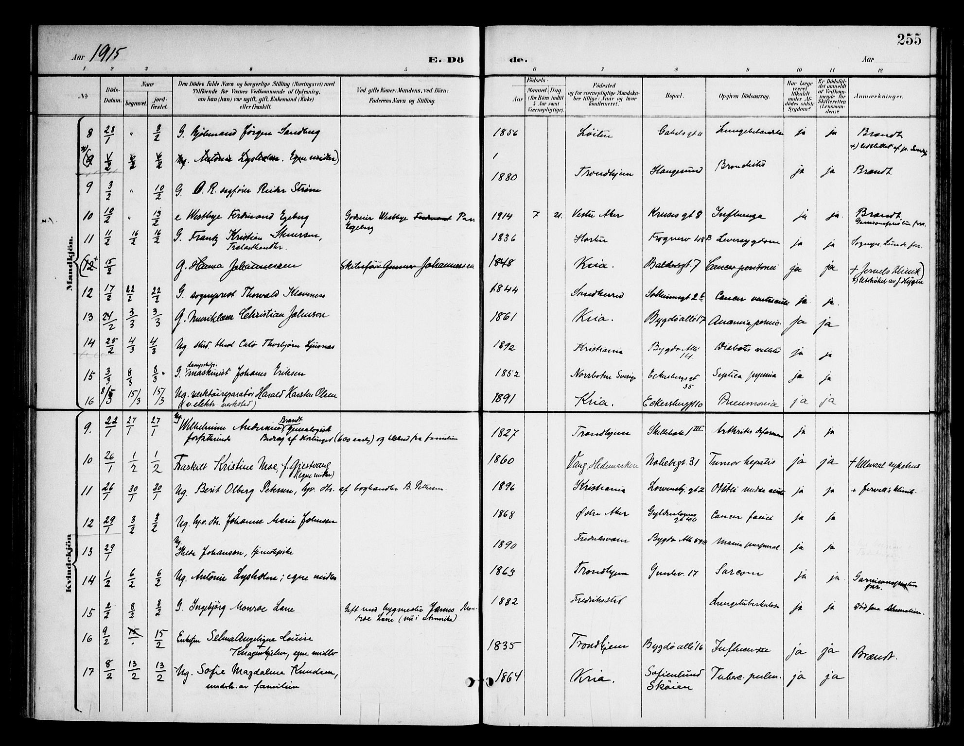 Frogner prestekontor Kirkebøker, AV/SAO-A-10886/F/Fa/L0004: Parish register (official) no. 4, 1898-1921, p. 255