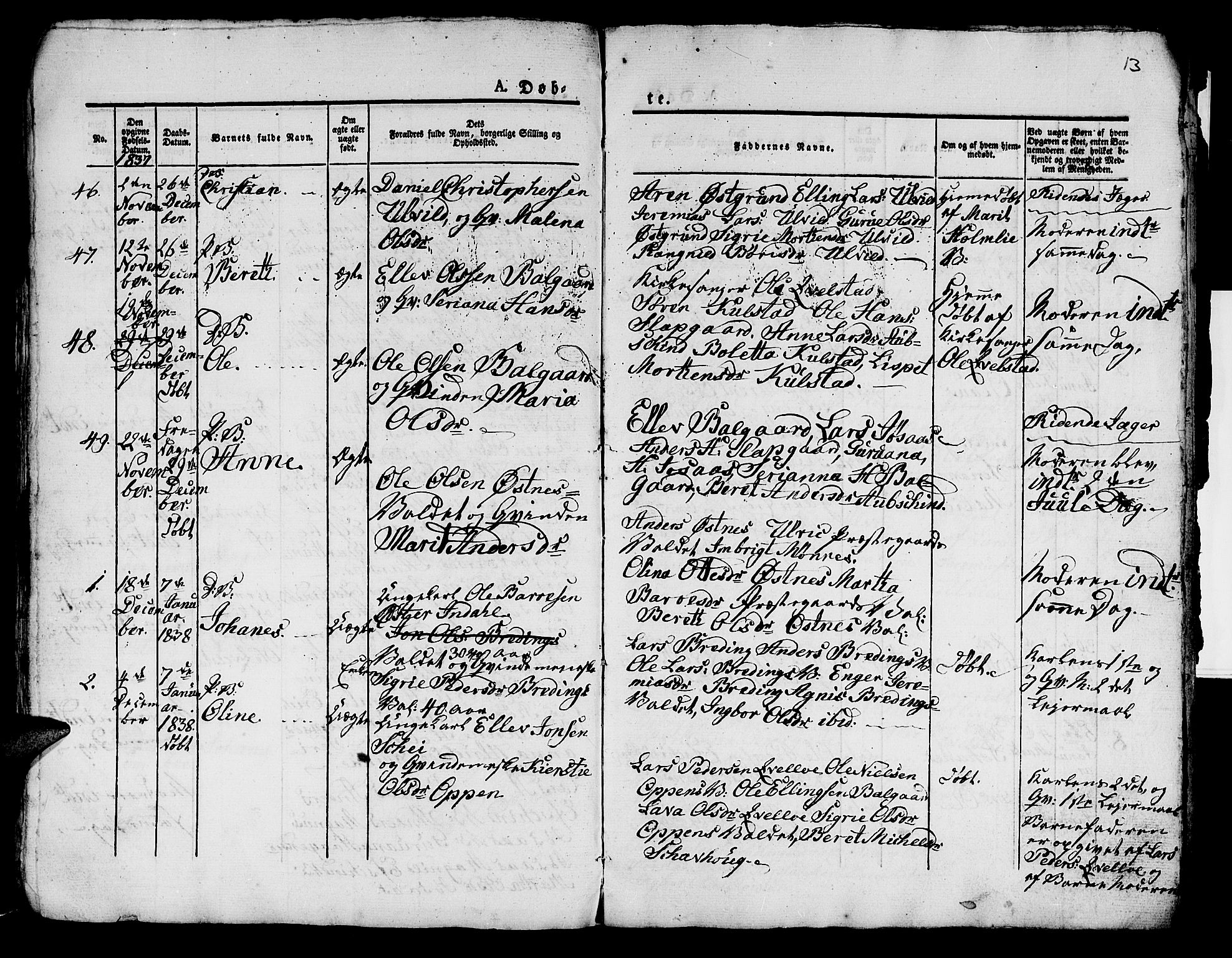 Ministerialprotokoller, klokkerbøker og fødselsregistre - Nord-Trøndelag, AV/SAT-A-1458/724/L0266: Parish register (copy) no. 724C02, 1836-1843, p. 13