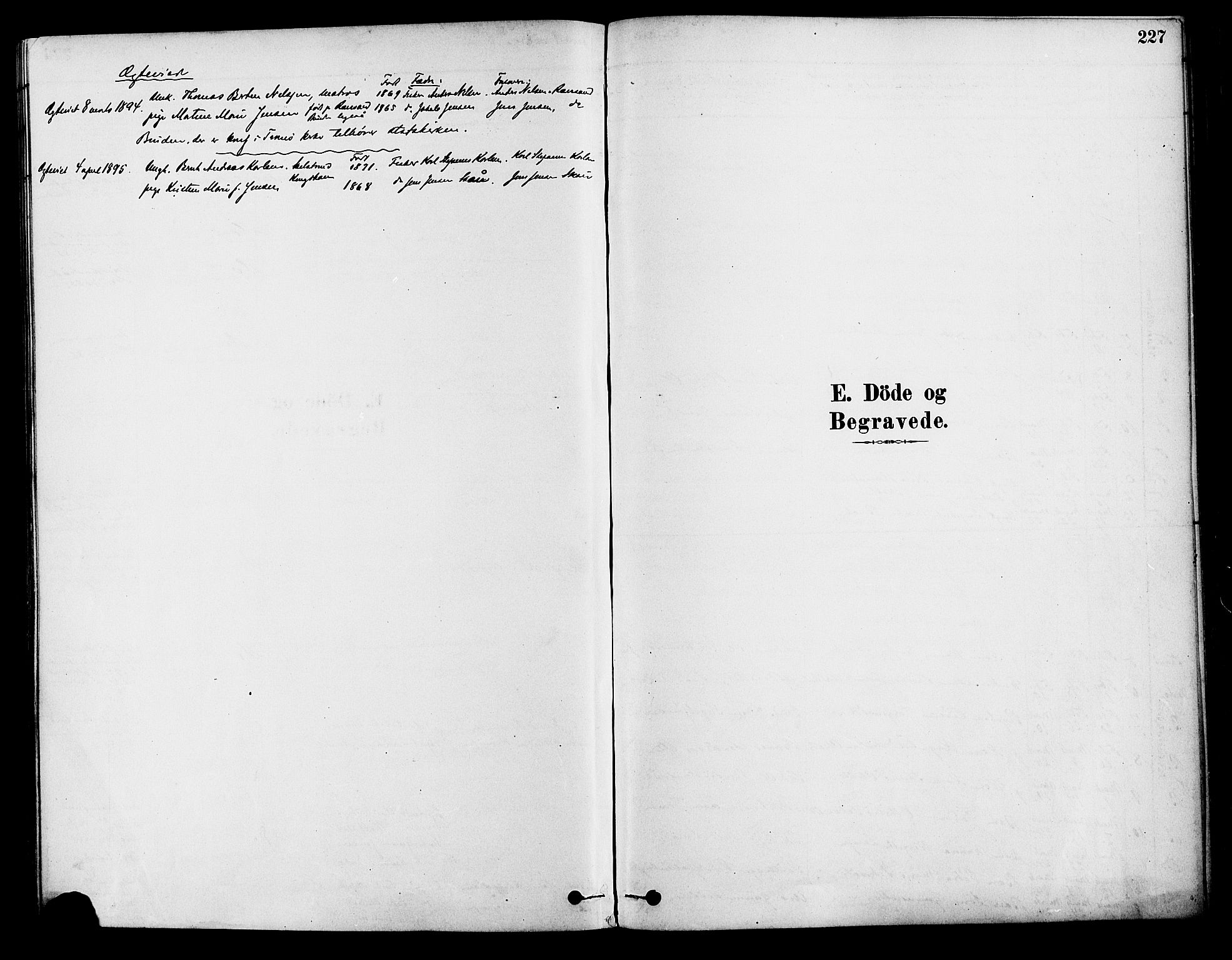 Tromøy sokneprestkontor, SAK/1111-0041/F/Fa/L0009: Parish register (official) no. A 9, 1878-1896, p. 227