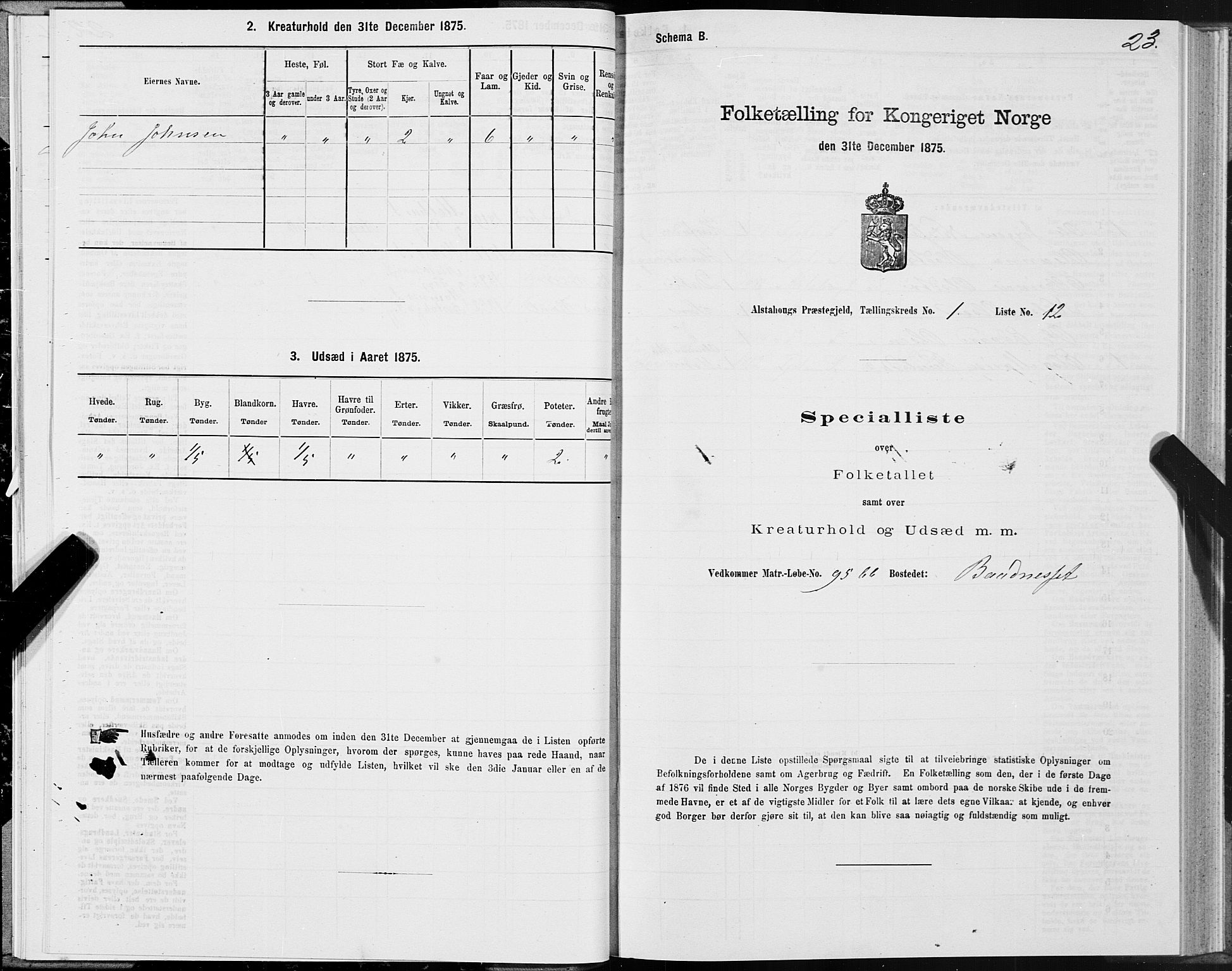 SAT, 1875 census for 1820P Alstahaug, 1875, p. 1023