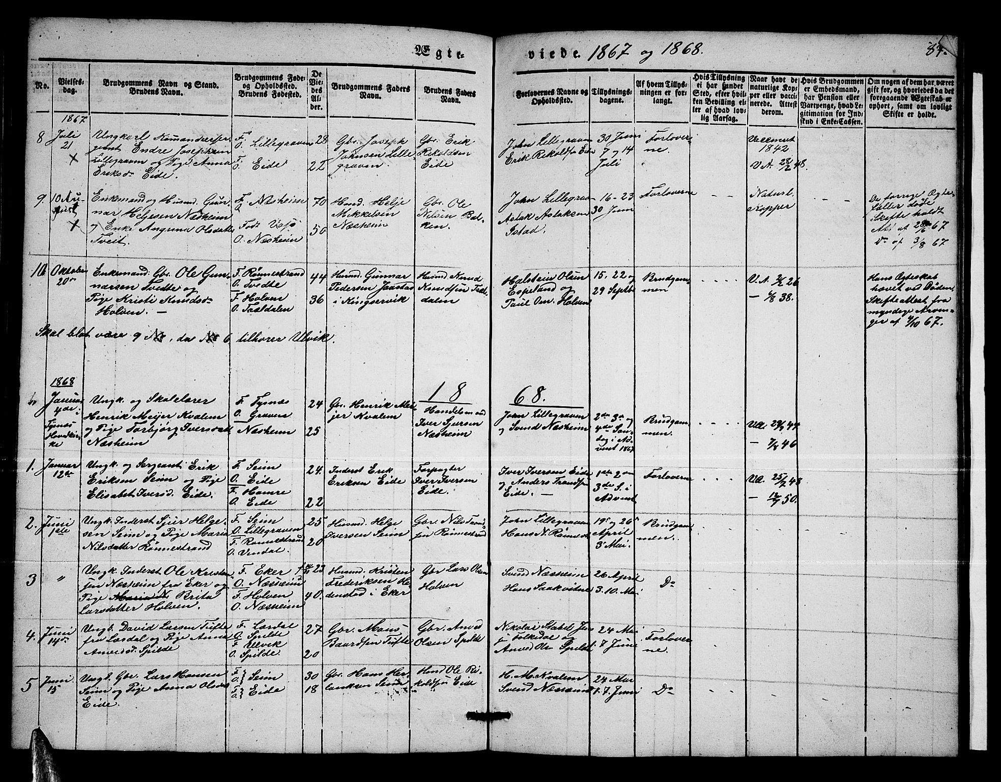Ulvik sokneprestembete, AV/SAB-A-78801/H/Hab: Parish register (copy) no. B 1, 1855-1868, p. 87