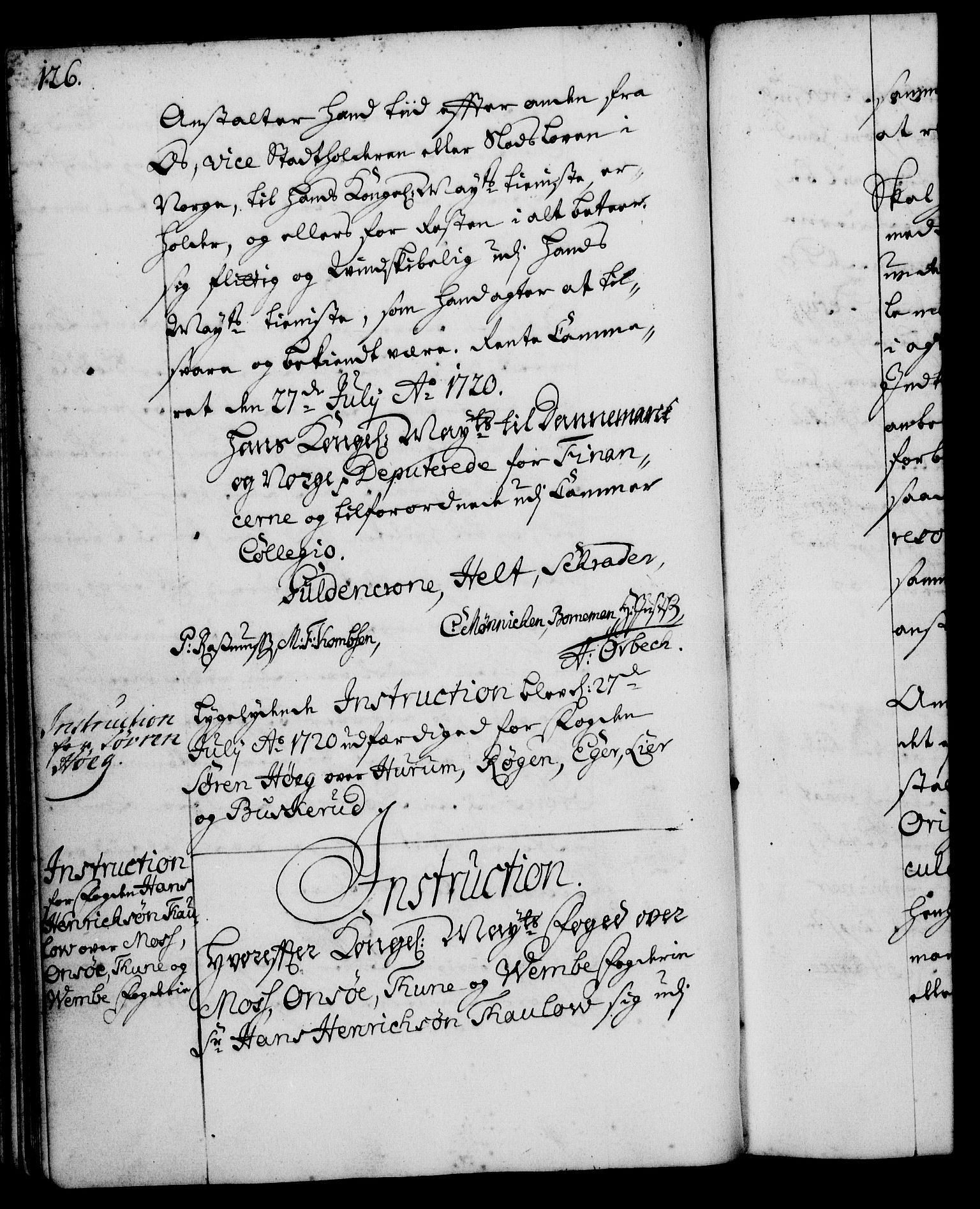 Rentekammeret, Kammerkanselliet, RA/EA-3111/G/Gg/Ggi/L0001: Norsk instruksjonsprotokoll med register (merket RK 53.34), 1720-1729, p. 126