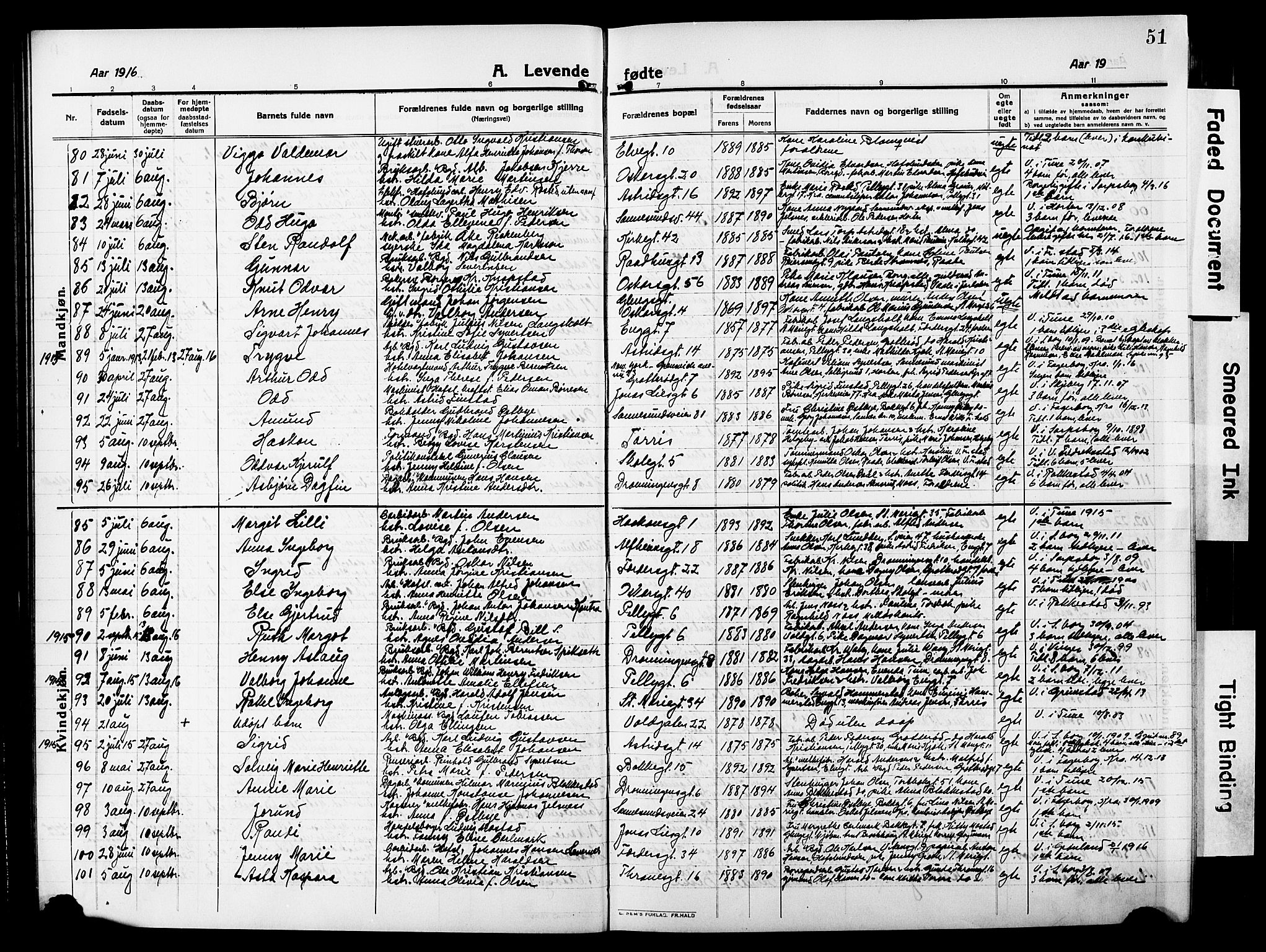 Sarpsborg prestekontor Kirkebøker, AV/SAO-A-2006/G/Ga/L0002: Parish register (copy) no. 2, 1912-1931, p. 51
