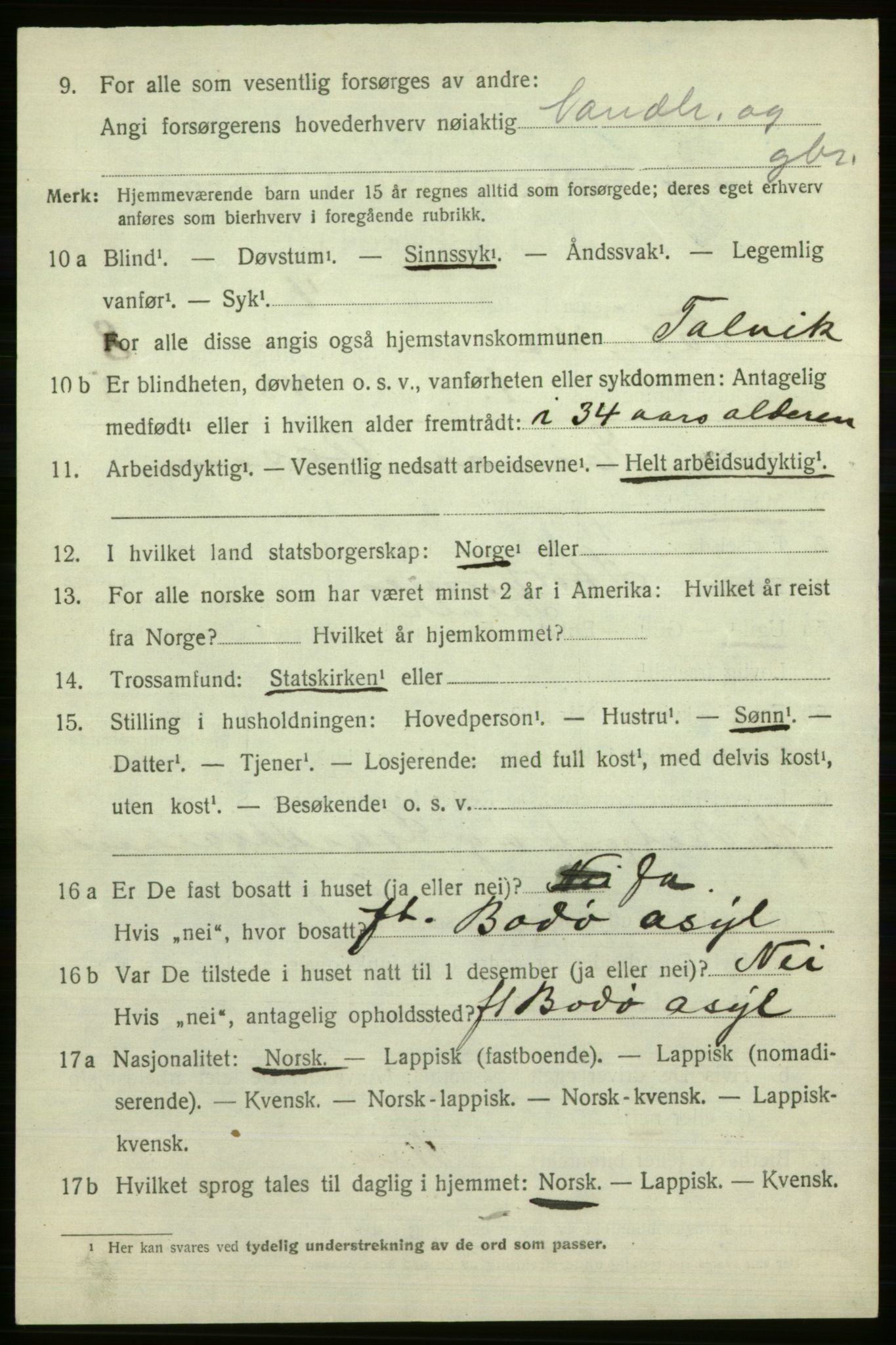 SATØ, 1920 census for Talvik, 1920, p. 5541