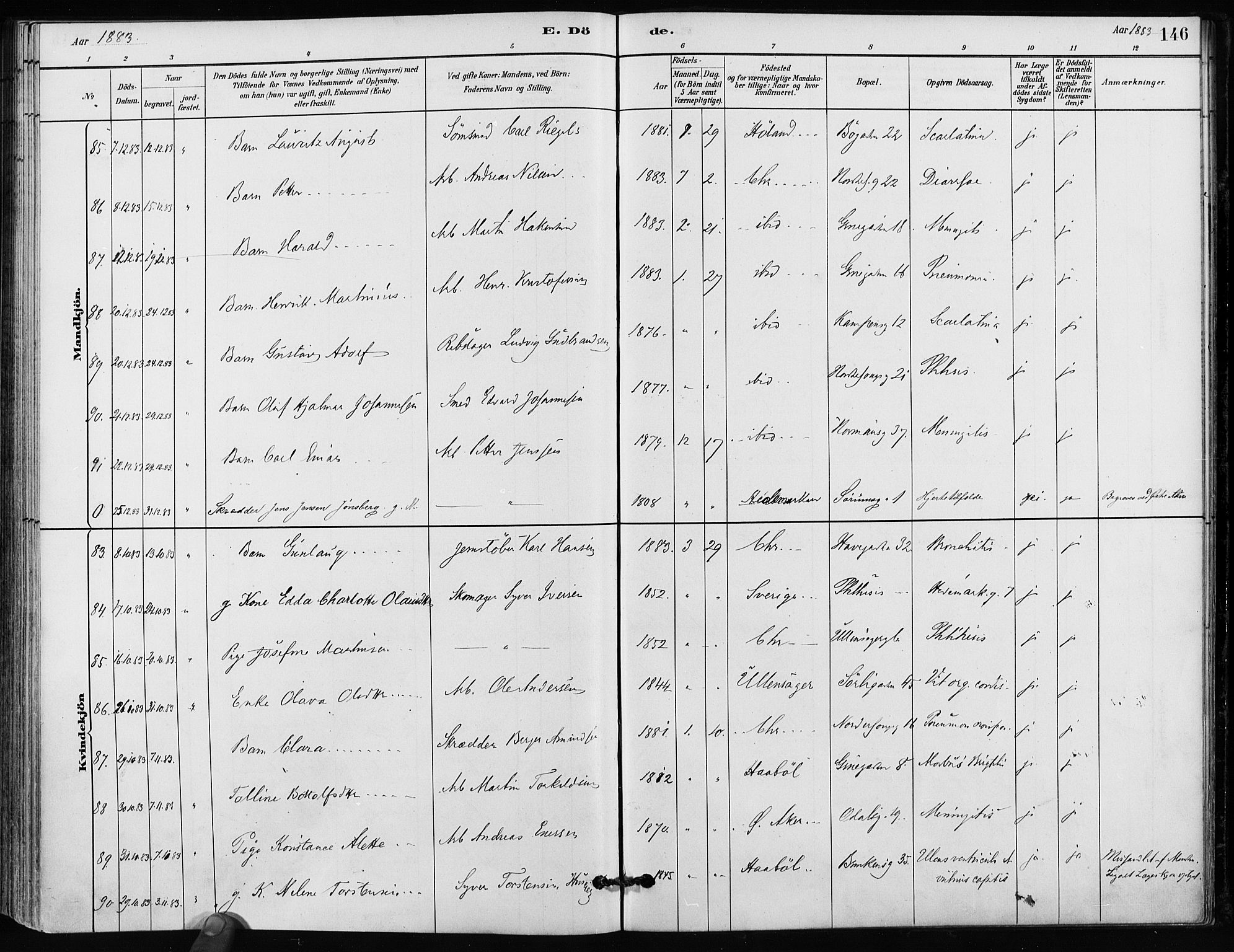 Kampen prestekontor Kirkebøker, AV/SAO-A-10853/F/Fa/L0002: Parish register (official) no. I 2, 1880-1888, p. 146