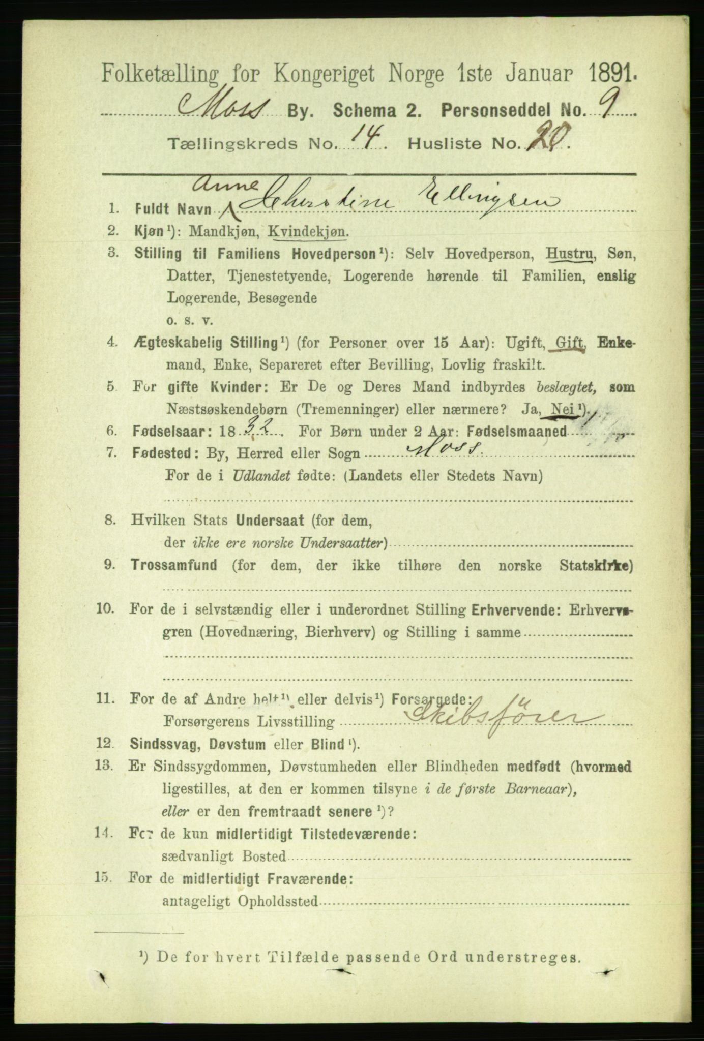 RA, 1891 census for 0104 Moss, 1891, p. 7198