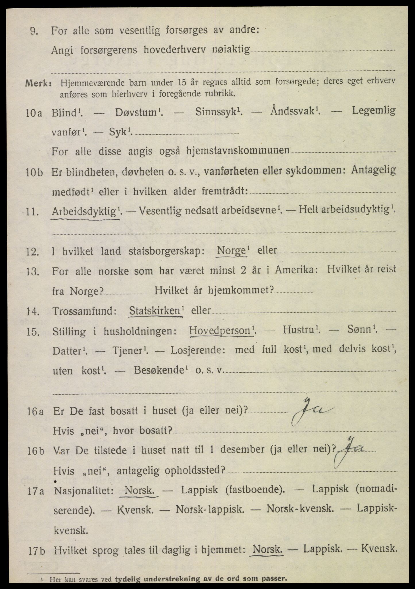 SAT, 1920 census for Vik, 1920, p. 3564