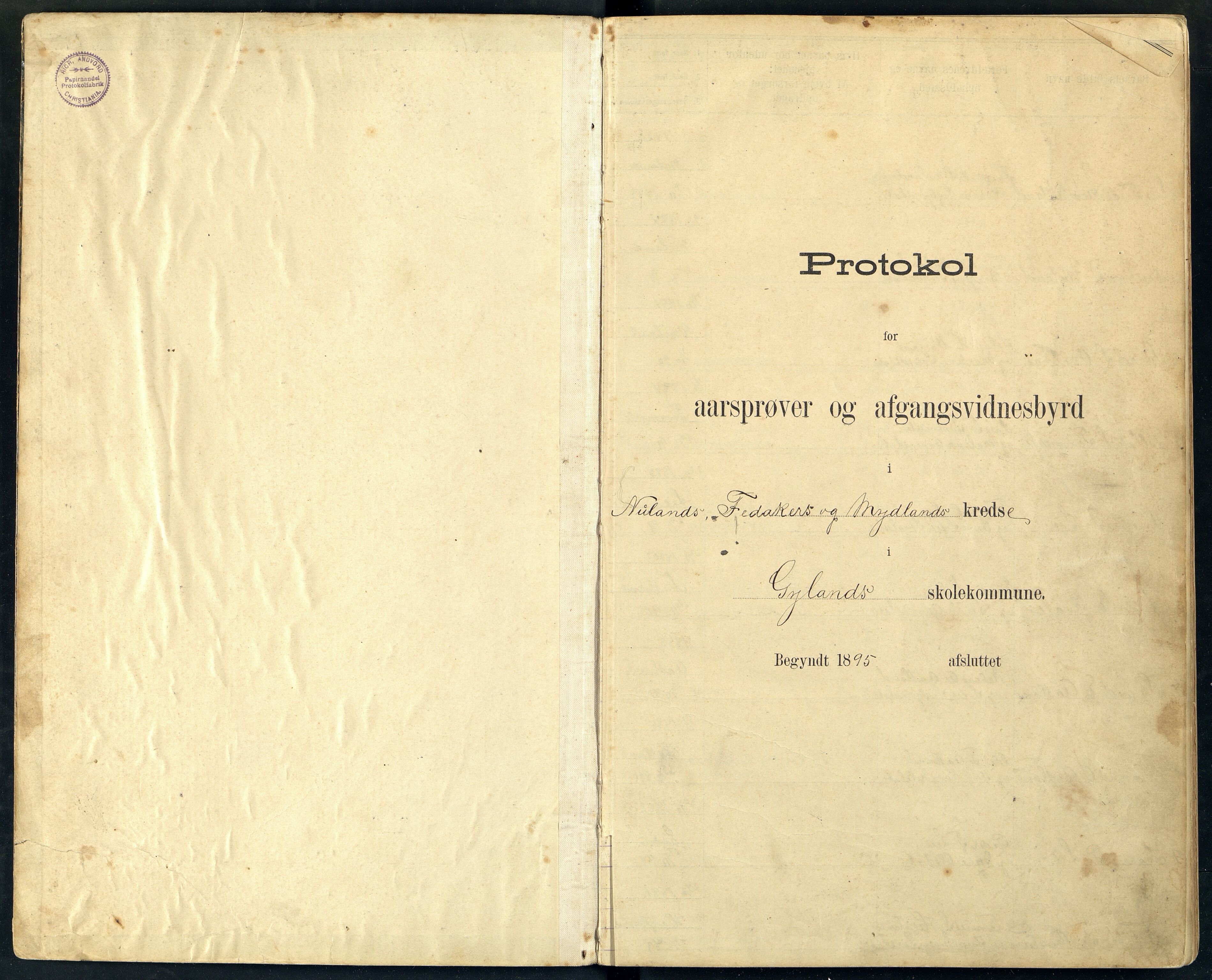 Gyland kommune - Mydland Skole, ARKSOR/1004GY551/F/L0001: Avgangsvitnemålsprotokoll, 1897-1926