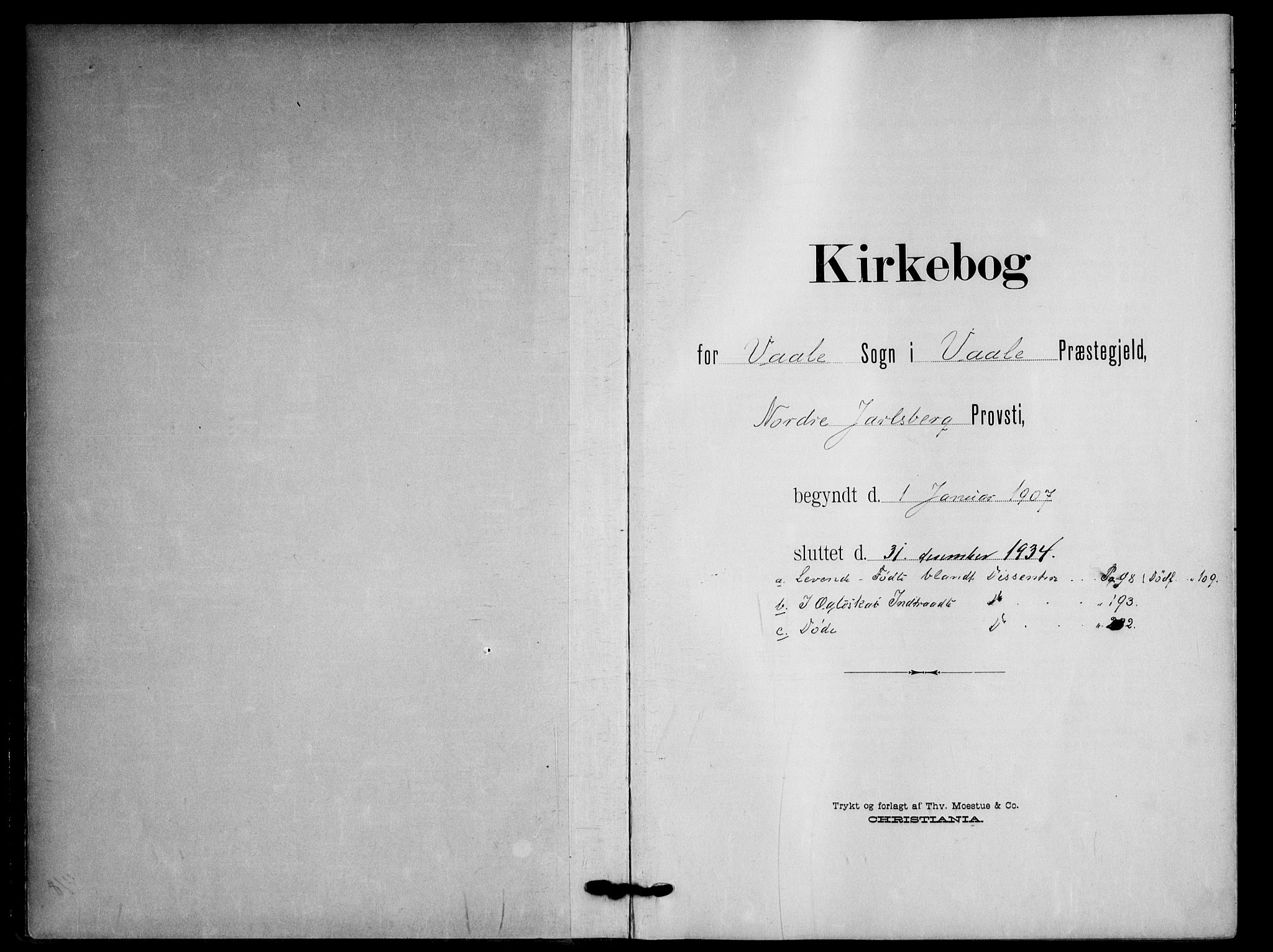 Våle kirkebøker, SAKO/A-334/F/Fa/L0012: Parish register (official) no. I 12, 1907-1934