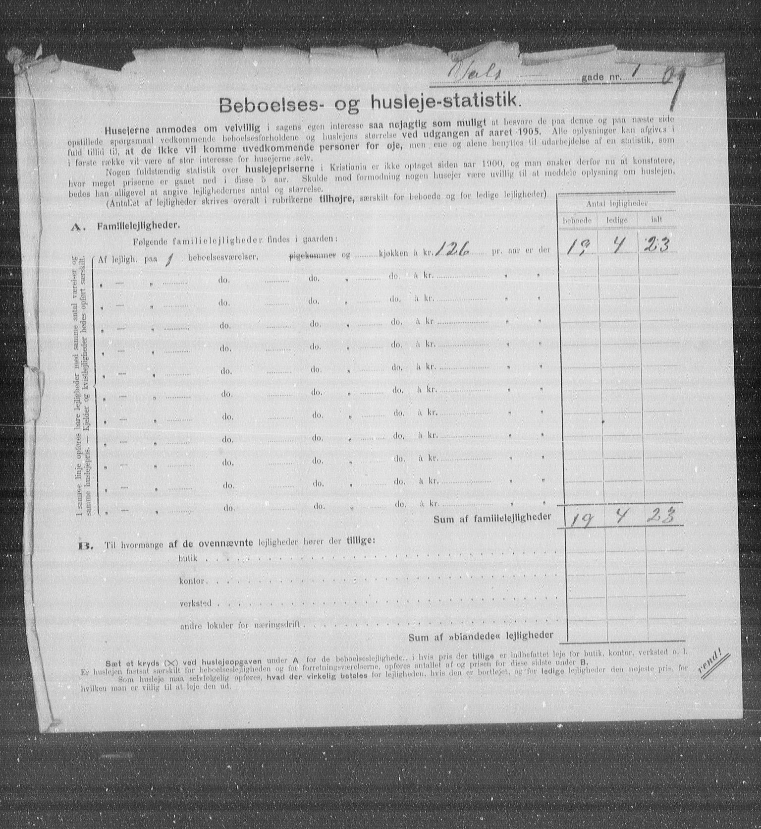 OBA, Municipal Census 1905 for Kristiania, 1905, p. 66240