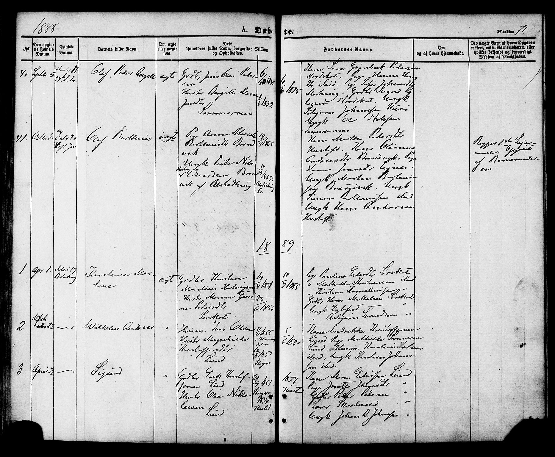 Ministerialprotokoller, klokkerbøker og fødselsregistre - Nordland, AV/SAT-A-1459/857/L0821: Parish register (official) no. 857A01, 1875-1889, p. 71