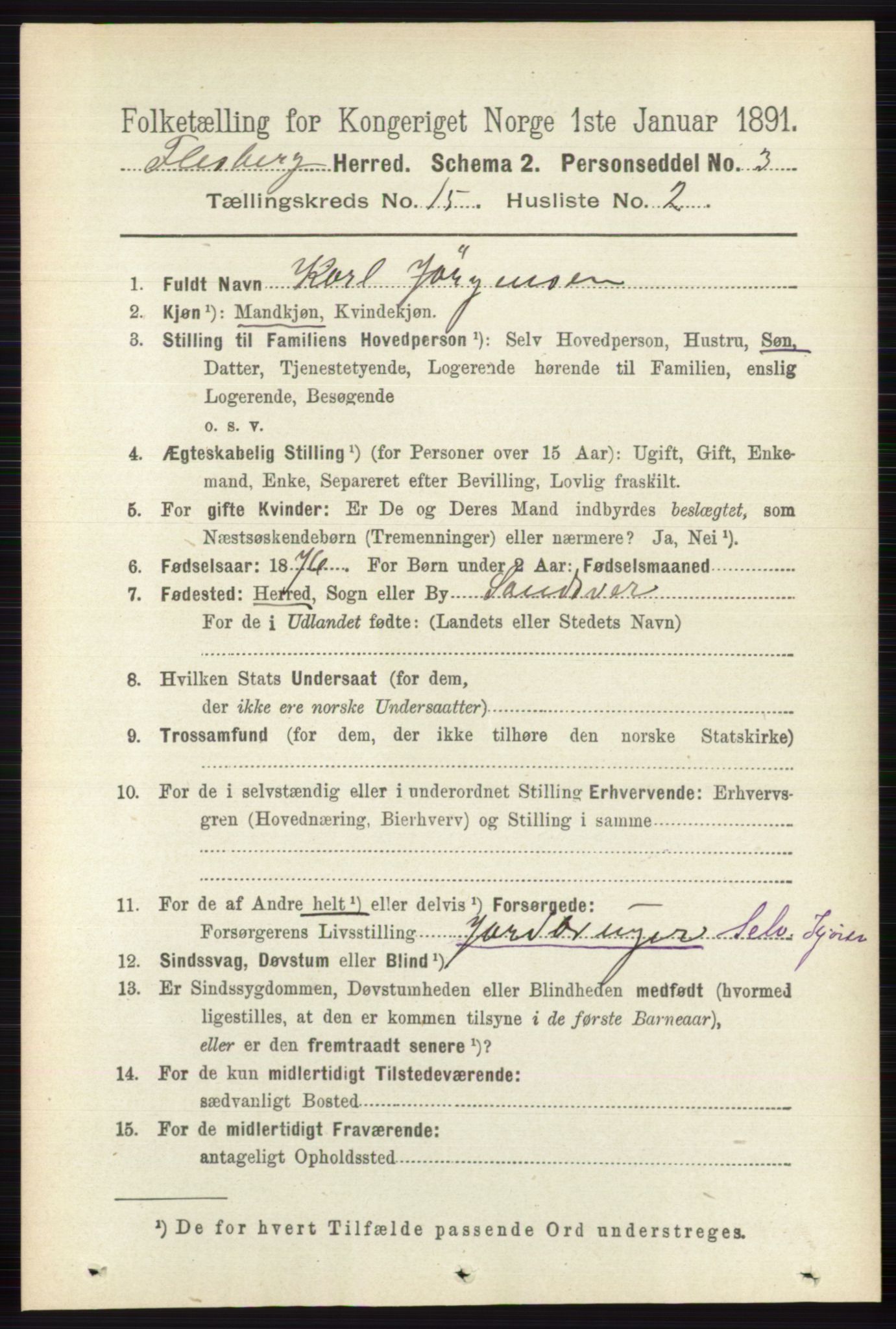 RA, 1891 census for 0631 Flesberg, 1891, p. 2698