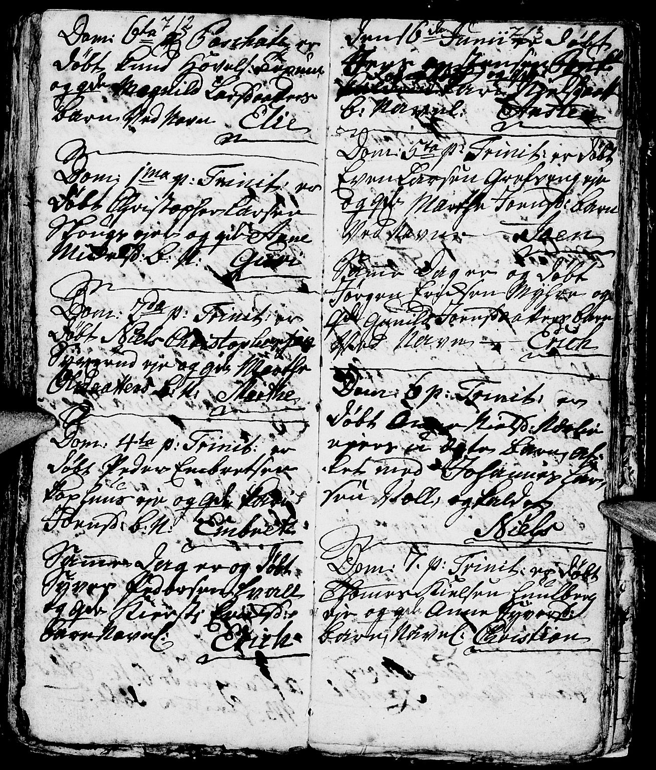 Nes prestekontor, Hedmark, AV/SAH-PREST-020/L/La/L0001: Parish register (copy) no. 1, 1663-1784, p. 712-713