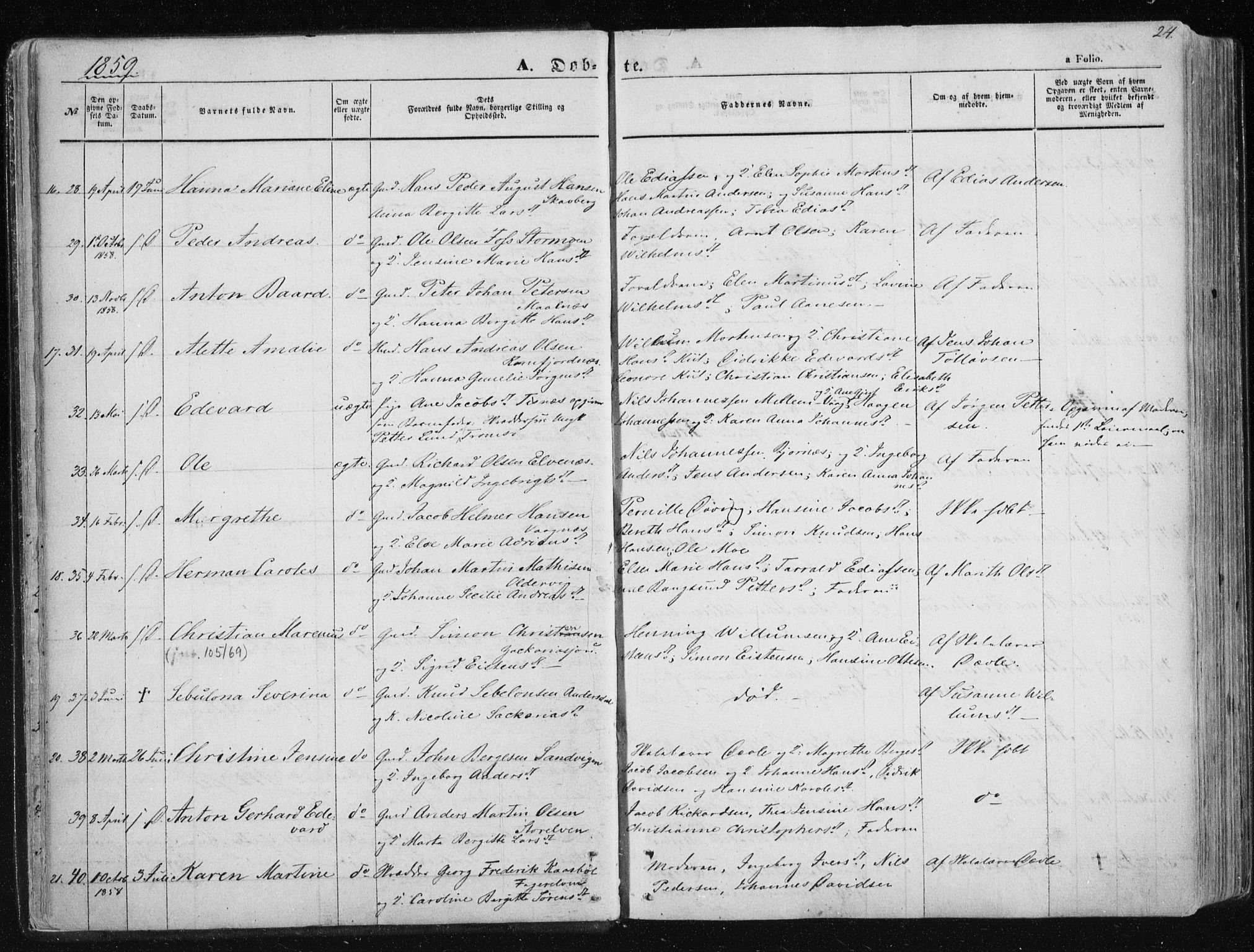 Tromsøysund sokneprestkontor, SATØ/S-1304/G/Ga/L0001kirke: Parish register (official) no. 1, 1856-1867, p. 24