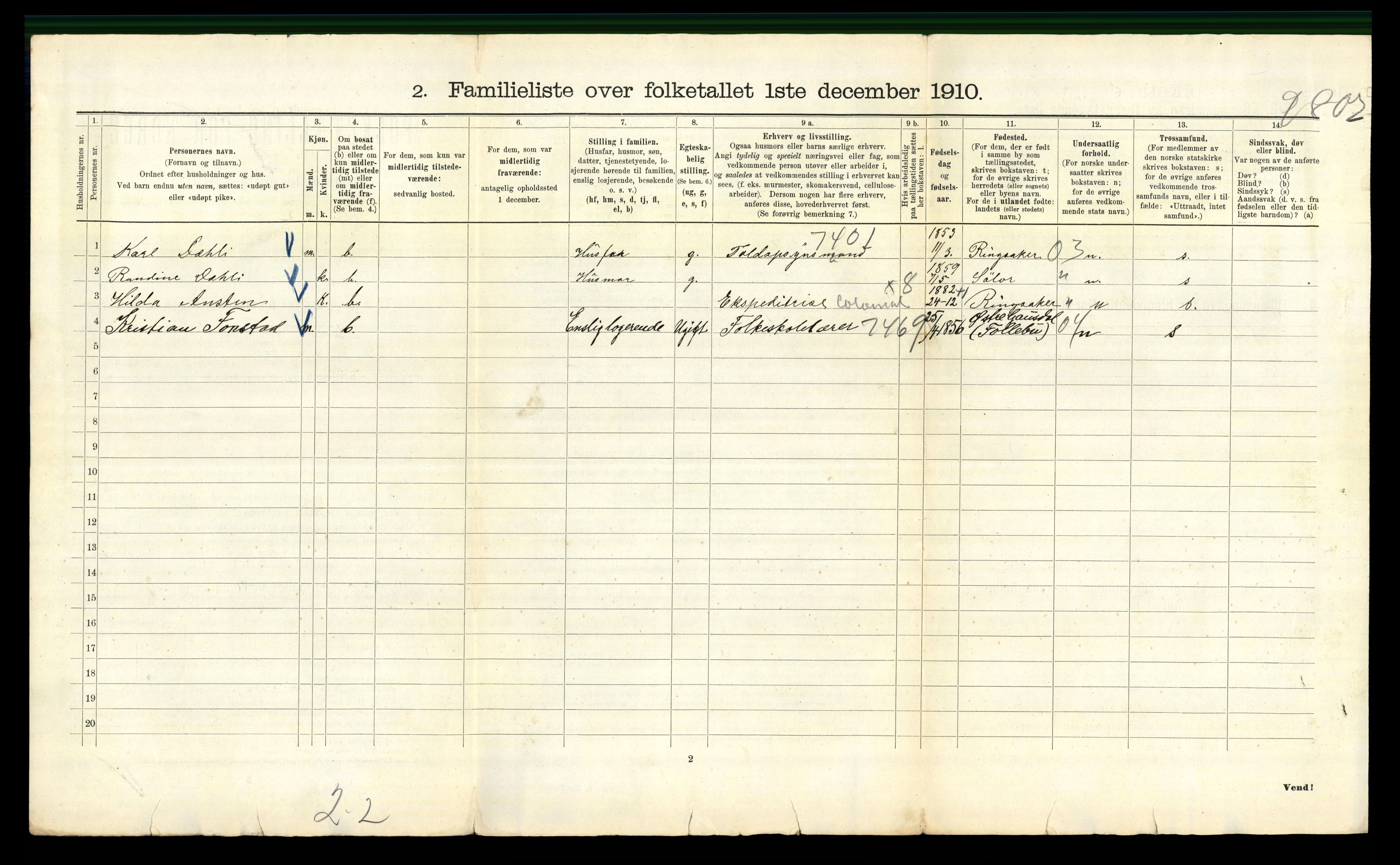 RA, 1910 census for Kristiania, 1910, p. 83094