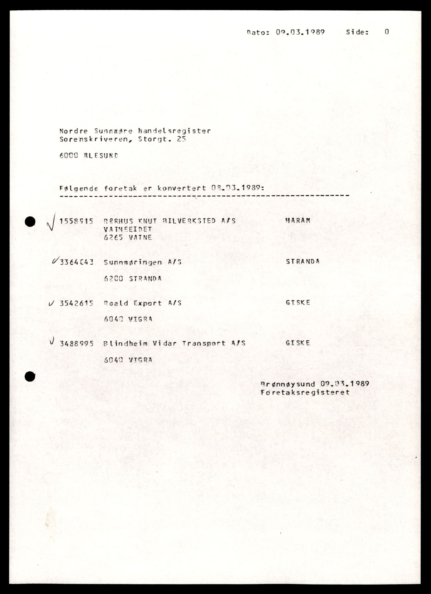 Nordre Sunnmøre sorenskriveri, AV/SAT-A-0006/2/J/Jd/Jde/L0051: Bilag. Aksjeselskap, Su, 1944-1990, p. 1