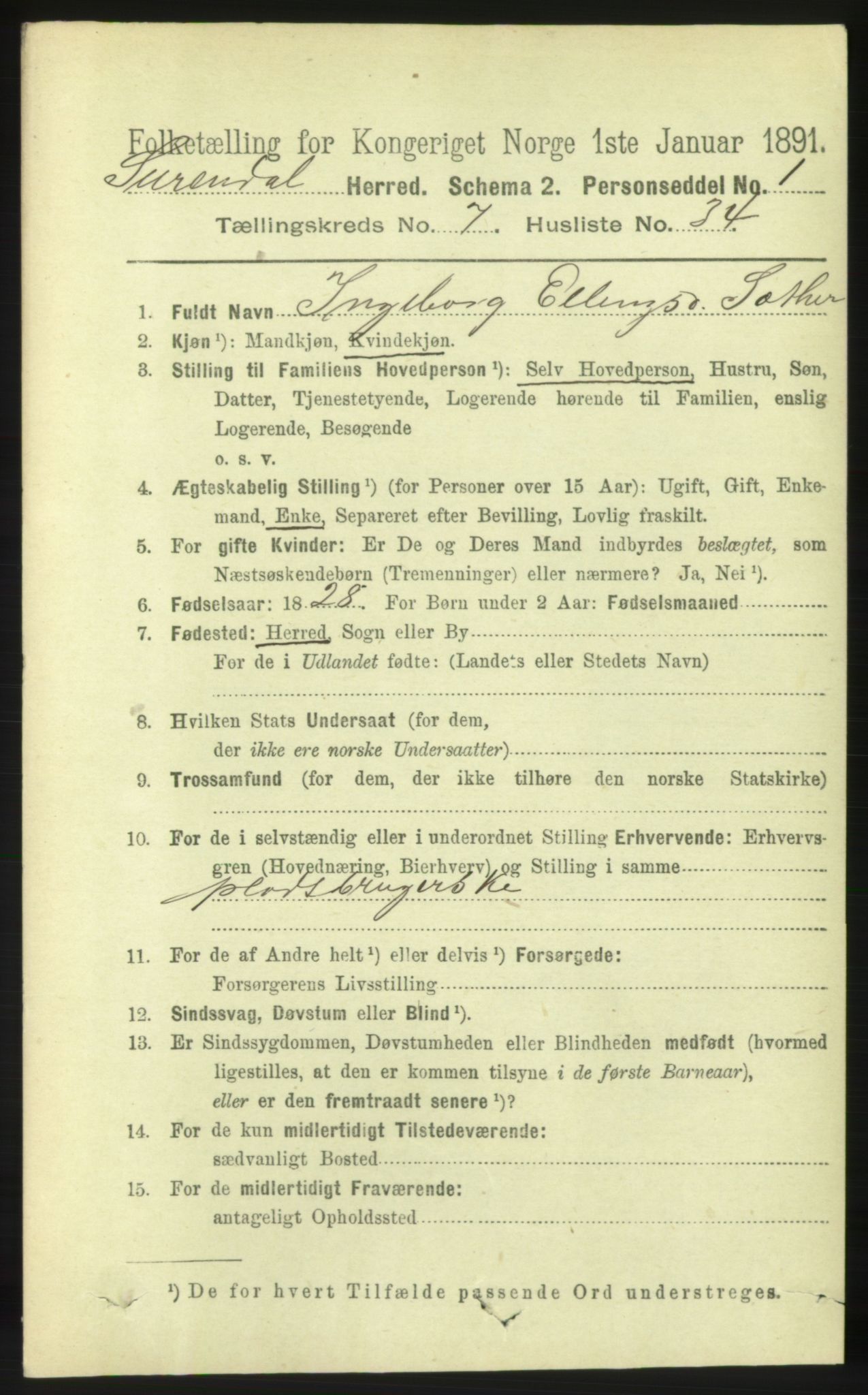 RA, 1891 census for 1566 Surnadal, 1891, p. 2026