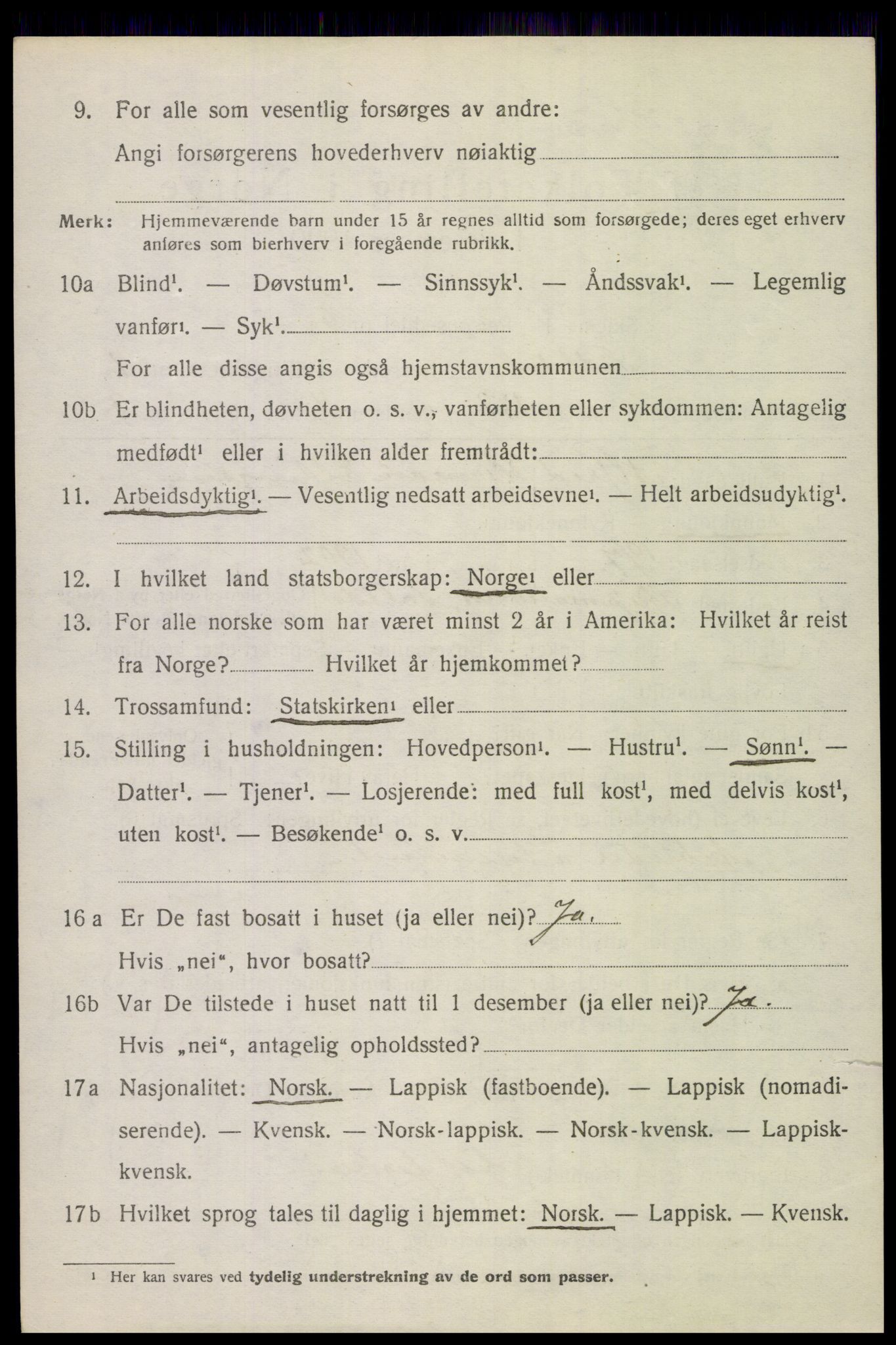 SAT, 1920 census for Saltdal, 1920, p. 2836