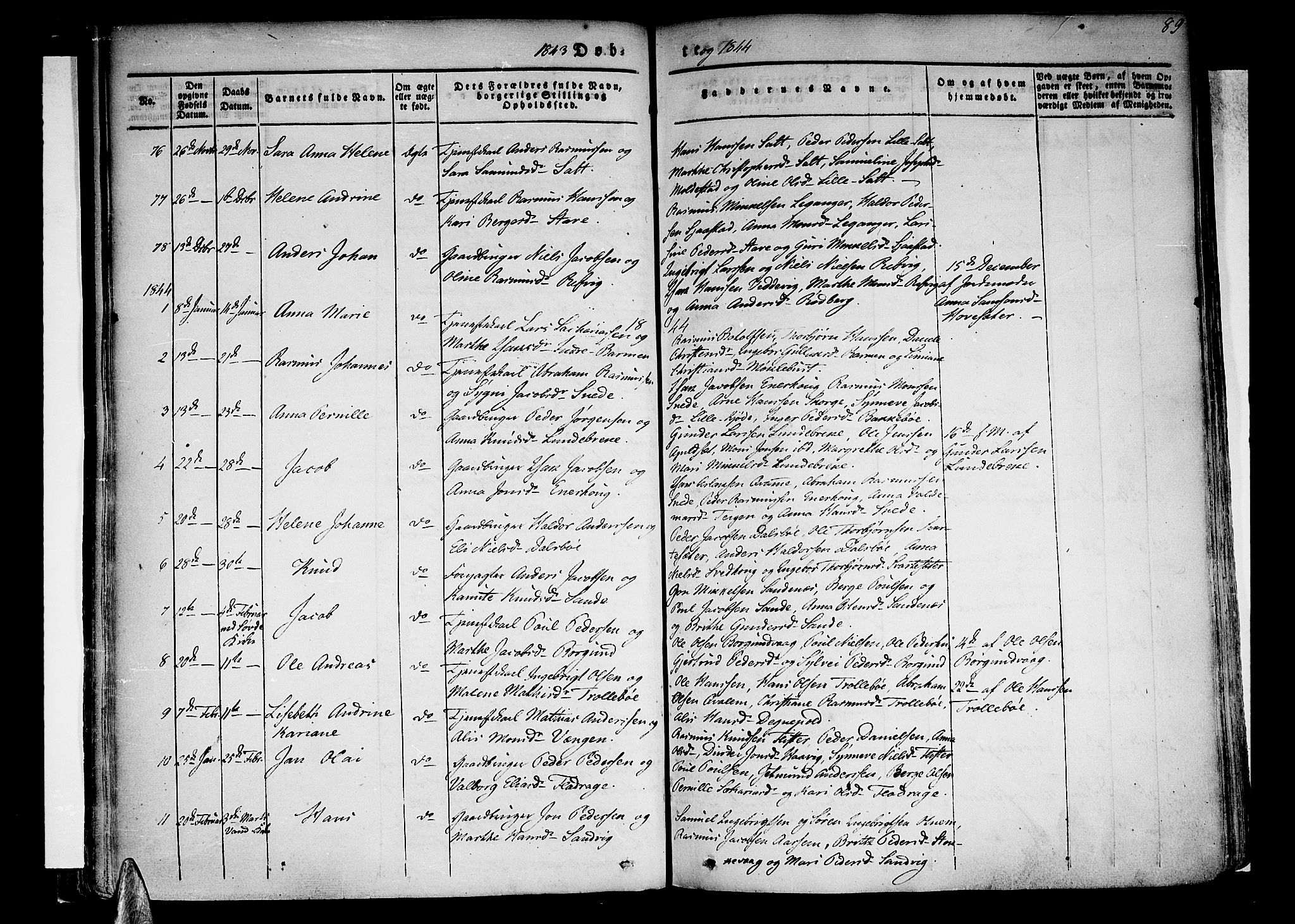 Selje sokneprestembete, SAB/A-99938/H/Ha/Haa/Haaa: Parish register (official) no. A 9, 1829-1844, p. 89