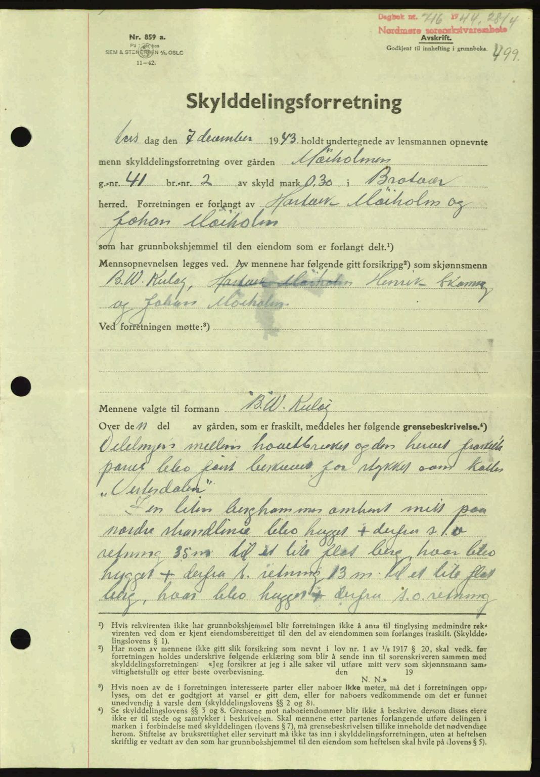 Nordmøre sorenskriveri, AV/SAT-A-4132/1/2/2Ca: Mortgage book no. A97, 1944-1944, Diary no: : 716/1944