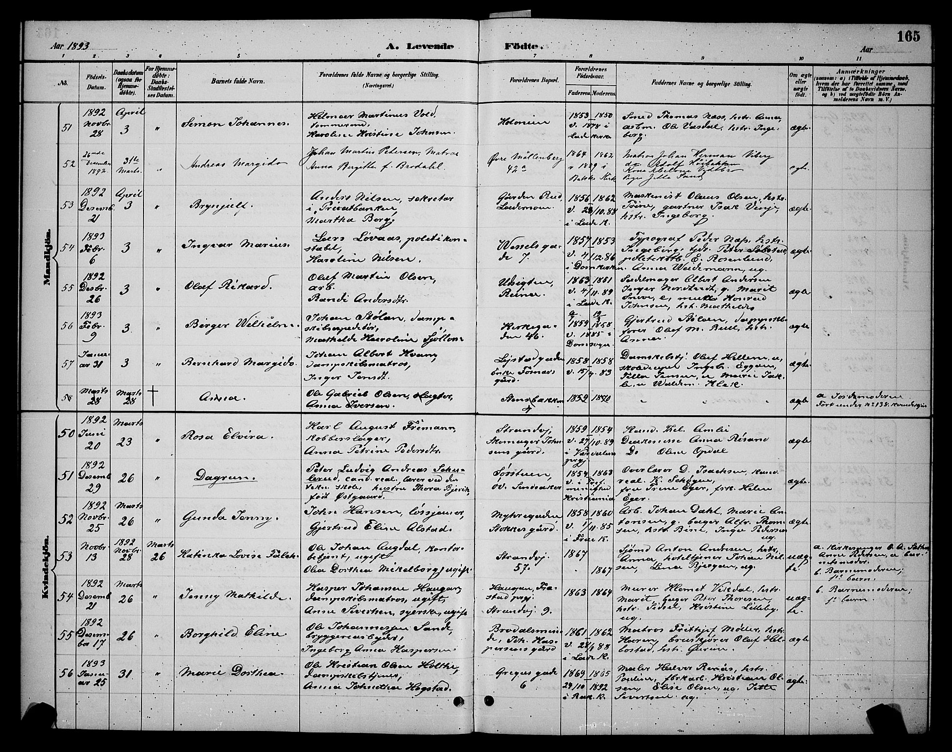 Ministerialprotokoller, klokkerbøker og fødselsregistre - Sør-Trøndelag, SAT/A-1456/604/L0222: Parish register (copy) no. 604C05, 1886-1895, p. 165