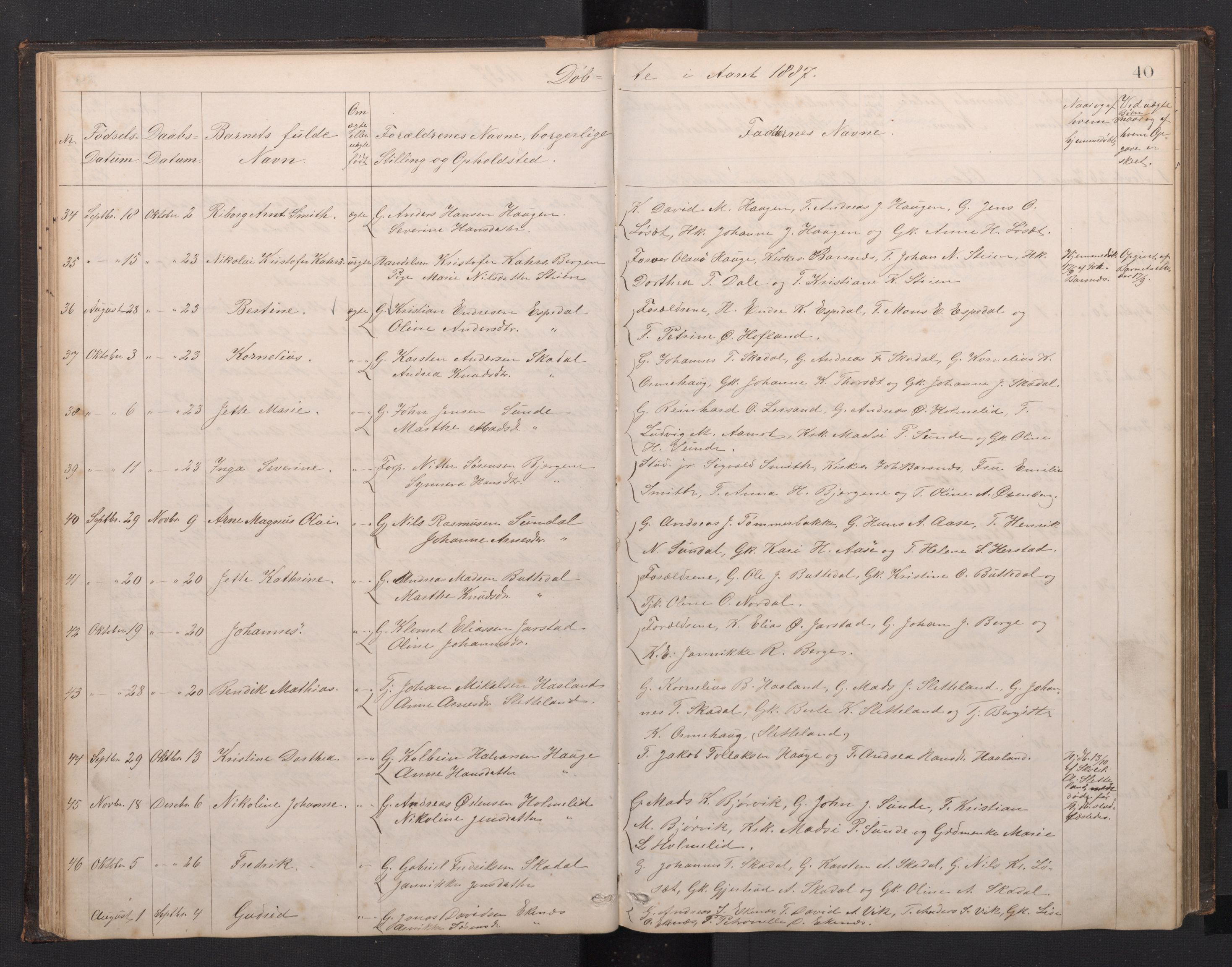 Fjaler sokneprestembete, SAB/A-79801/H/Hab/Habc/L0002: Parish register (copy) no. C 2, 1879-1893, p. 39b-40a
