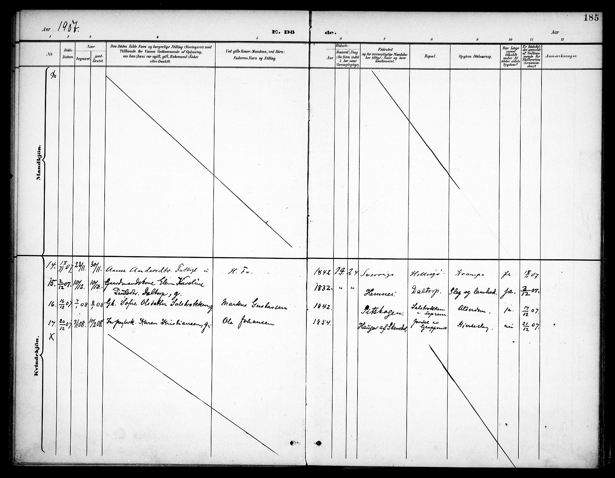 Høland prestekontor Kirkebøker, AV/SAO-A-10346a/F/Fb/L0003: Parish register (official) no. II 3, 1897-1912, p. 185