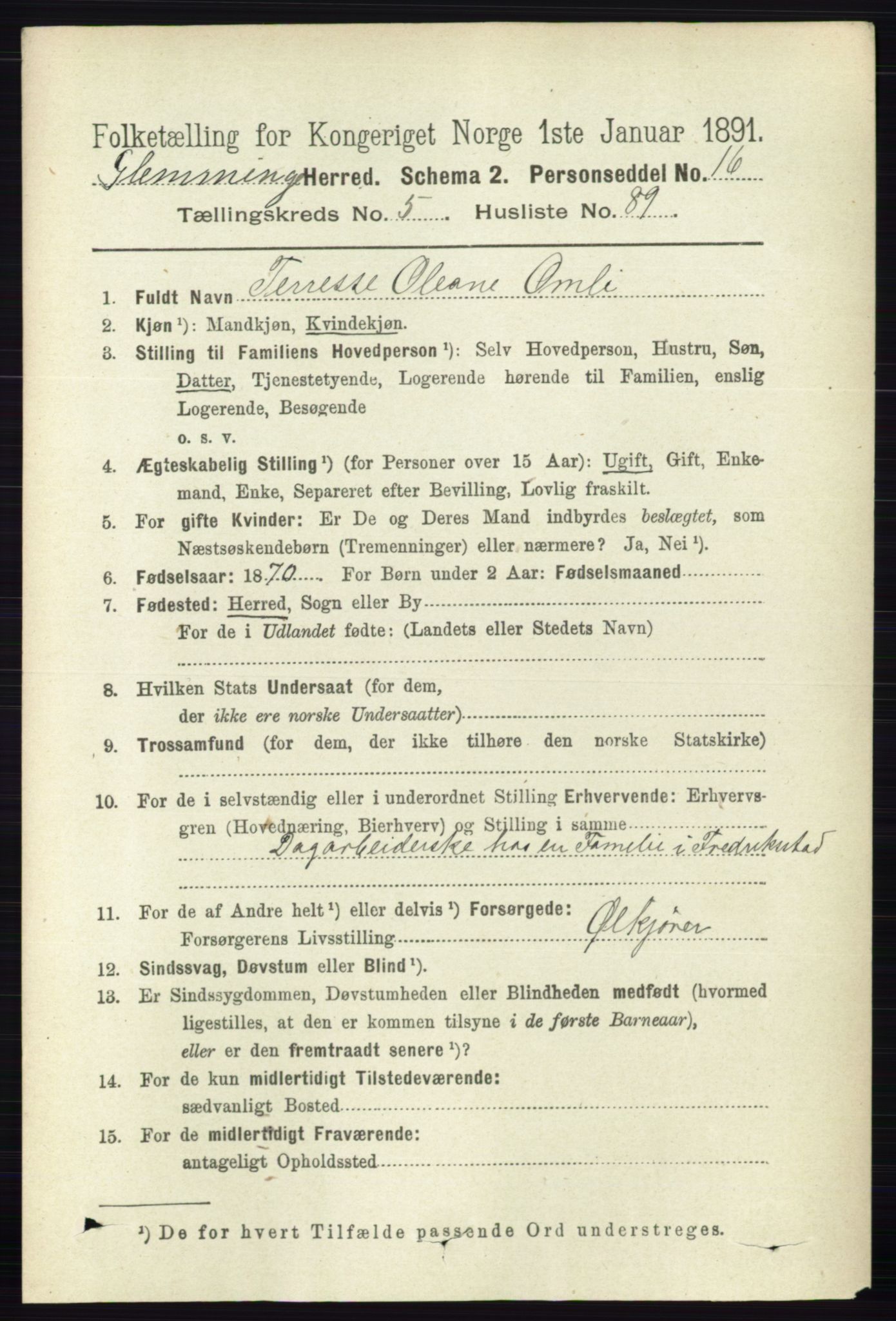 RA, 1891 census for 0132 Glemmen, 1891, p. 6749