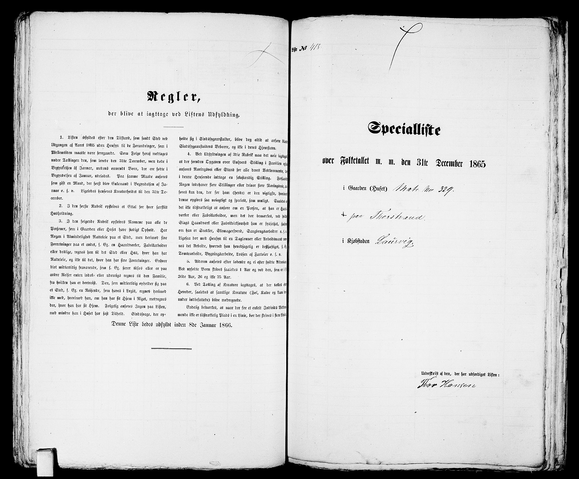 RA, 1865 census for Larvik, 1865, p. 860