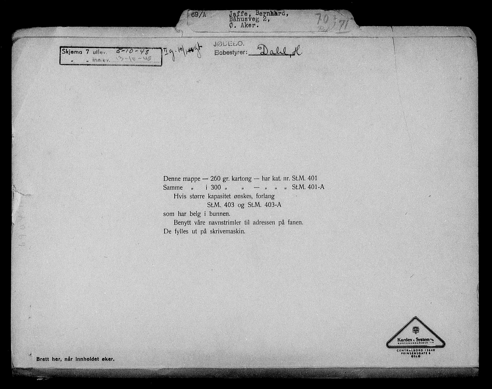 Justisdepartementet, Tilbakeføringskontoret for inndratte formuer, AV/RA-S-1564/H/Hc/Hcc/L0946: --, 1945-1947, p. 461