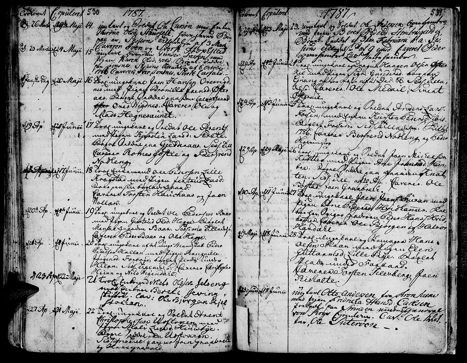 Ministerialprotokoller, klokkerbøker og fødselsregistre - Nord-Trøndelag, SAT/A-1458/709/L0059: Parish register (official) no. 709A06, 1781-1797, p. 530-531