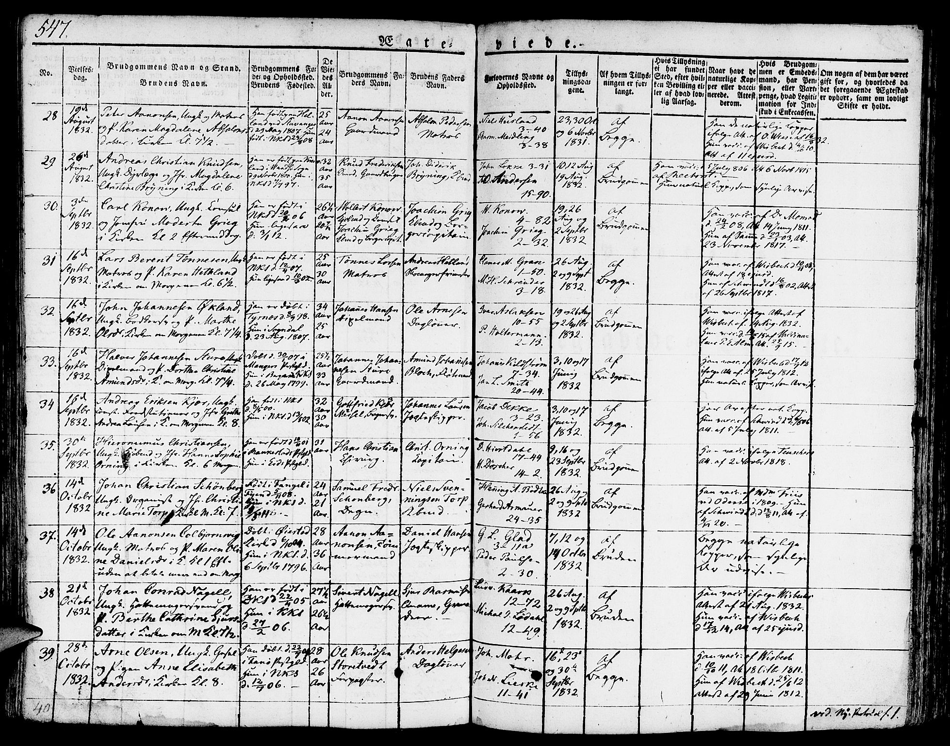 Nykirken Sokneprestembete, SAB/A-77101/H/Hab: Parish register (copy) no. A 5II, 1821-1843, p. 547