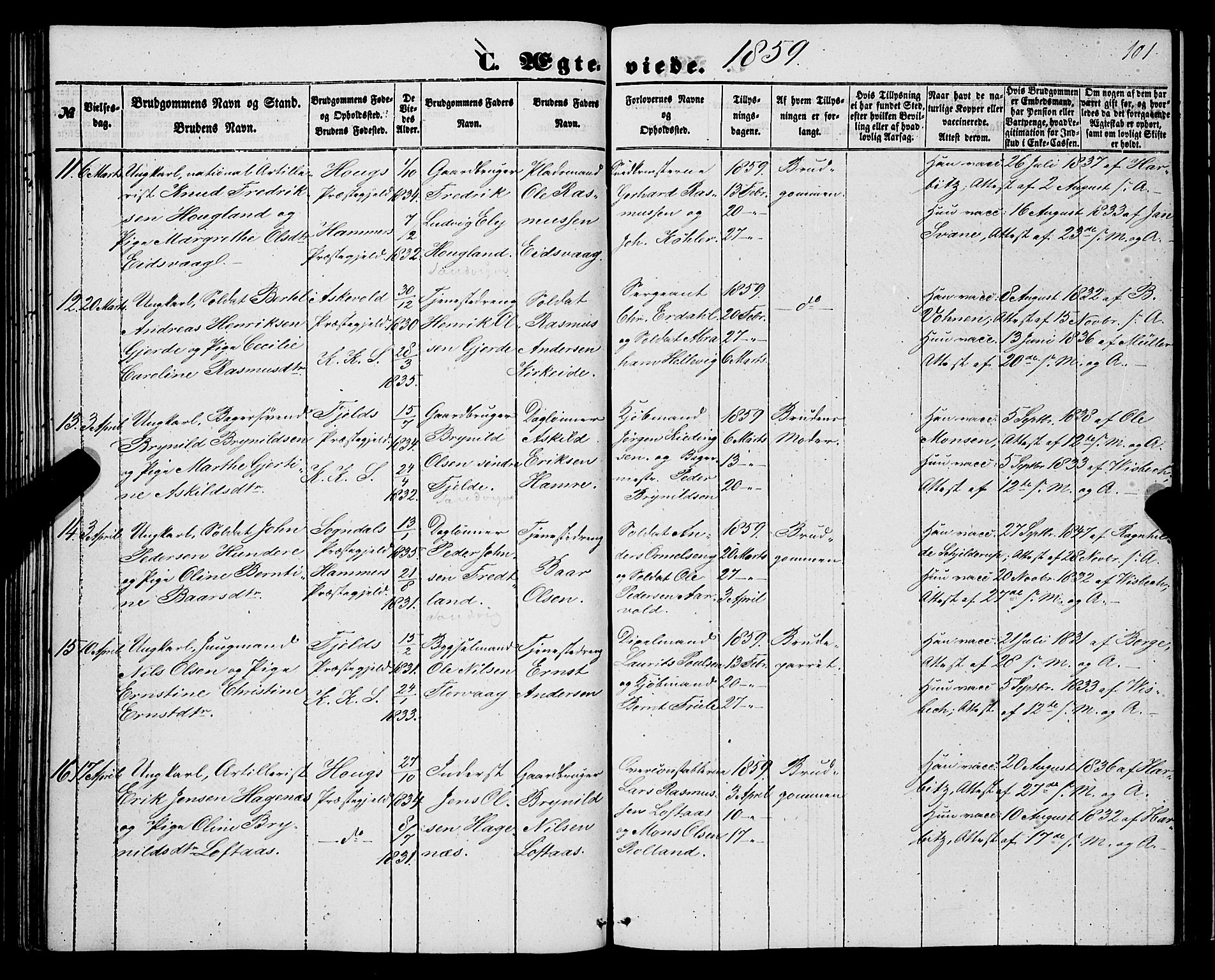 Korskirken sokneprestembete, AV/SAB-A-76101/H/Haa/L0035: Parish register (official) no. D 2, 1852-1867, p. 101