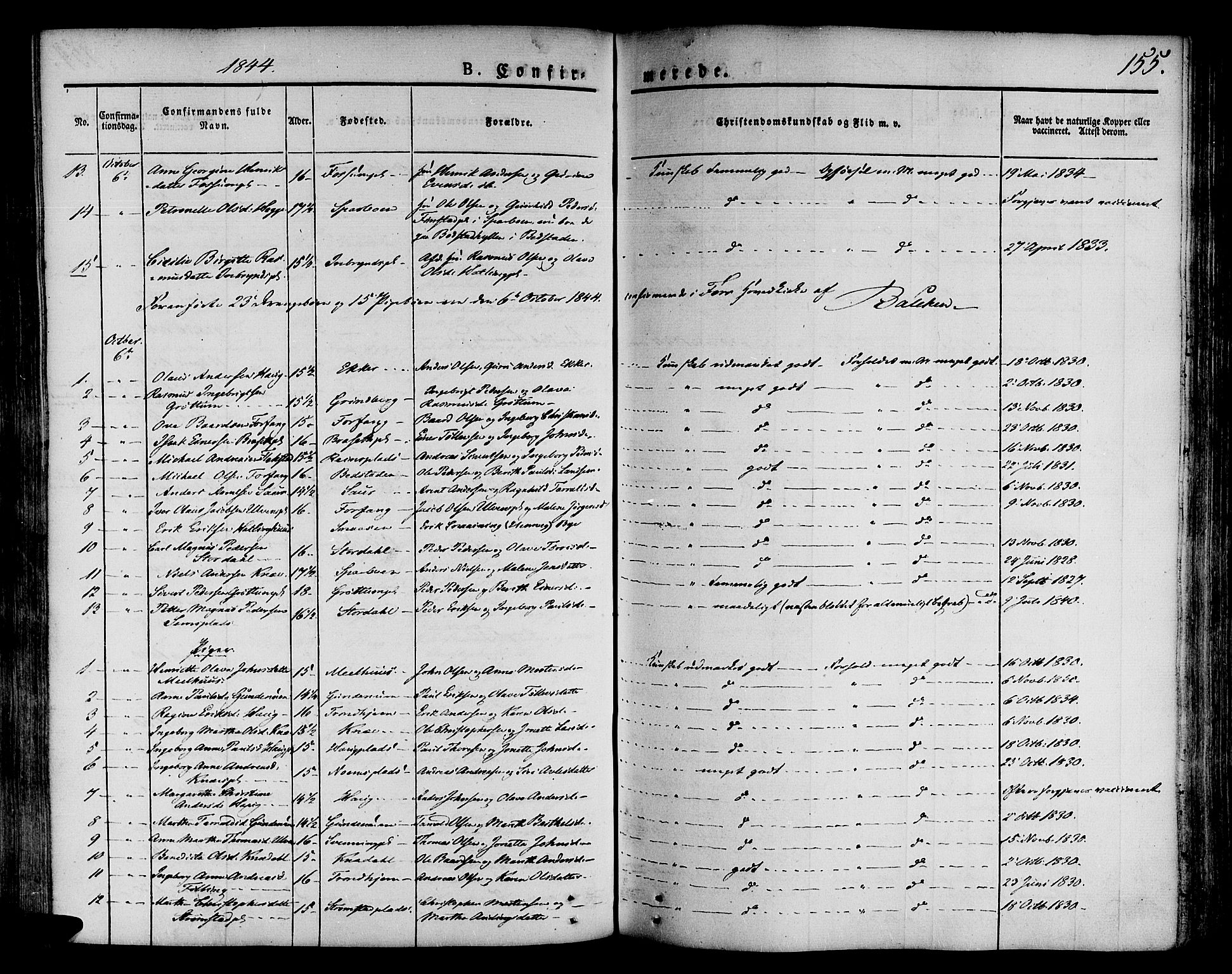 Ministerialprotokoller, klokkerbøker og fødselsregistre - Nord-Trøndelag, SAT/A-1458/746/L0445: Parish register (official) no. 746A04, 1826-1846, p. 155