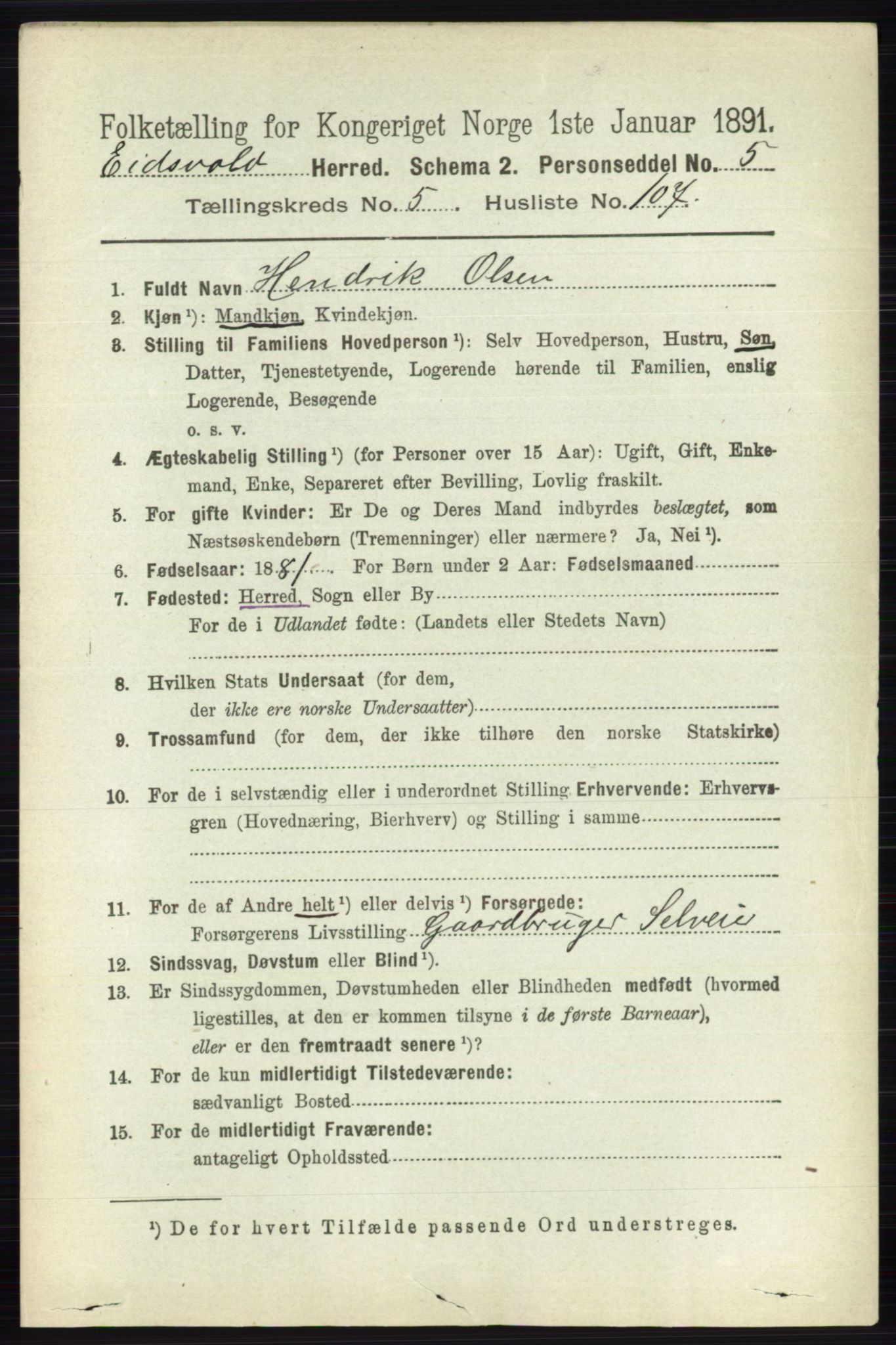 RA, 1891 census for 0237 Eidsvoll, 1891, p. 3652