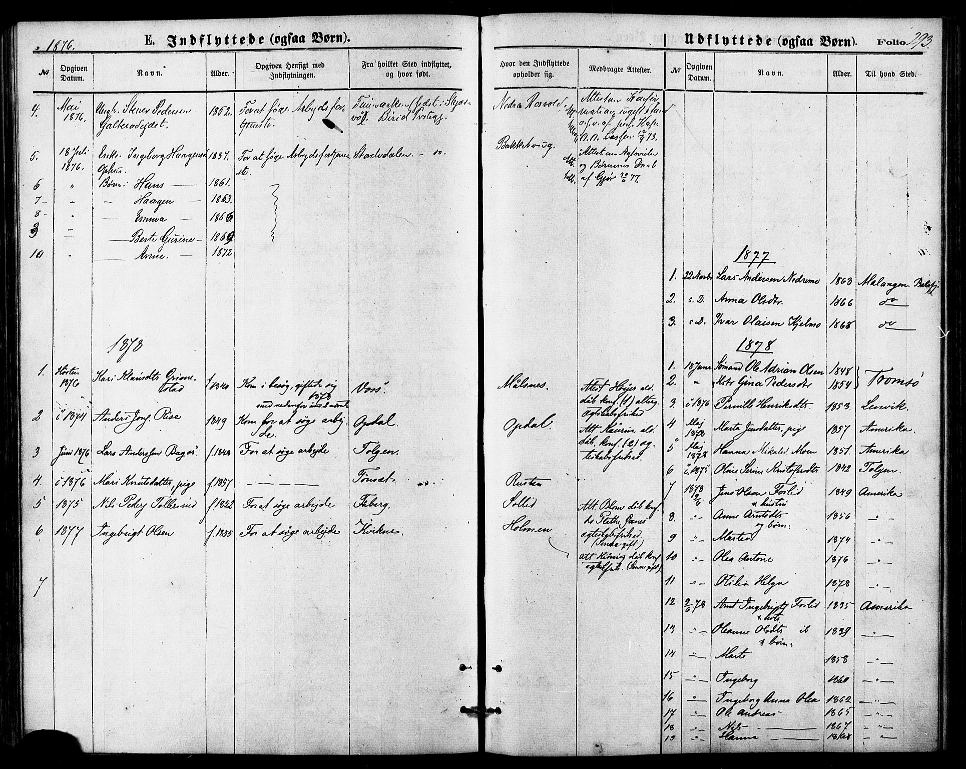 Målselv sokneprestembete, AV/SATØ-S-1311/G/Ga/Gaa/L0005kirke: Parish register (official) no. 5, 1872-1884, p. 293