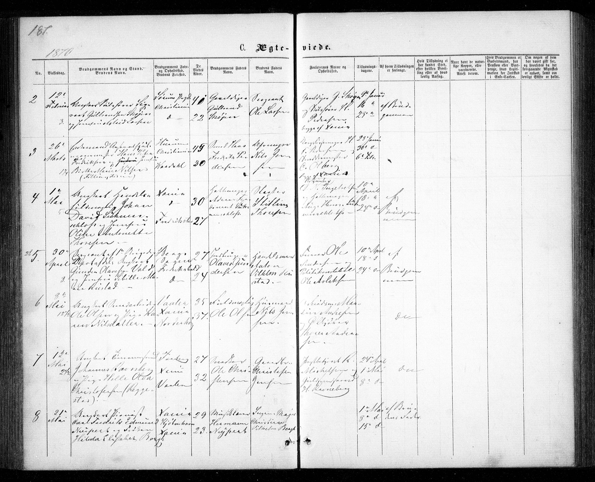 Garnisonsmenigheten Kirkebøker, AV/SAO-A-10846/G/Ga/L0006: Parish register (copy) no. 6, 1860-1880, p. 187