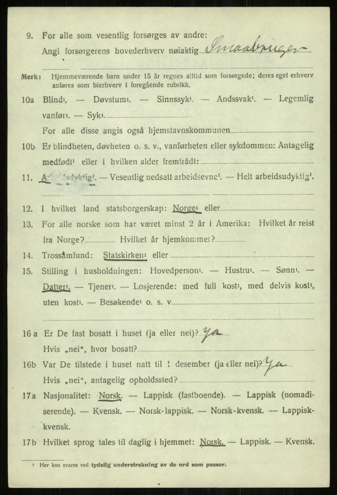 SATØ, 1920 census for Skjervøy, 1920, p. 4290