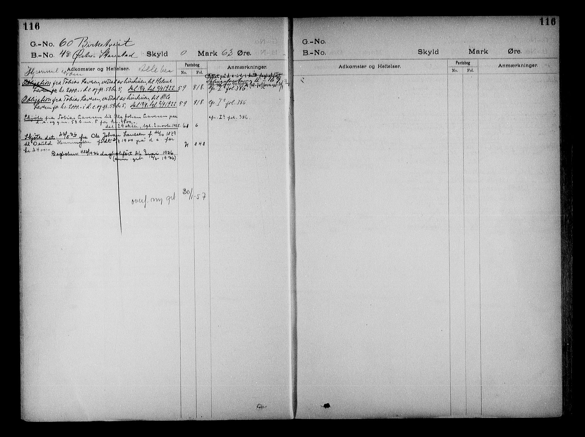 Vestre Nedenes/Sand sorenskriveri, SAK/1221-0010/G/Ga/L0022: Mortgage register no. 15, 1899-1957, p. 116