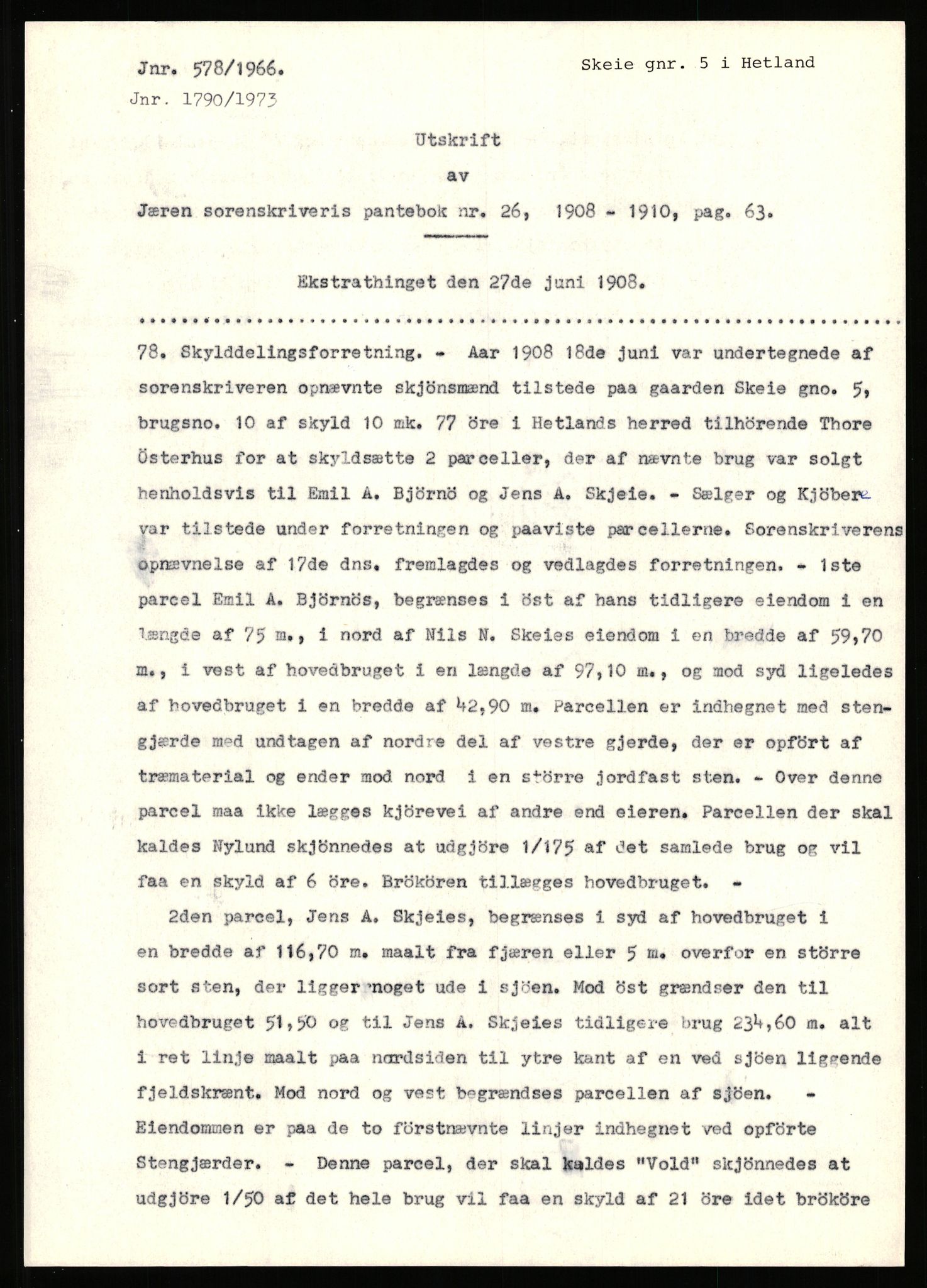 Statsarkivet i Stavanger, SAST/A-101971/03/Y/Yj/L0075: Avskrifter sortert etter gårdsnavn: Skastad - Skjerveim, 1750-1930, p. 227