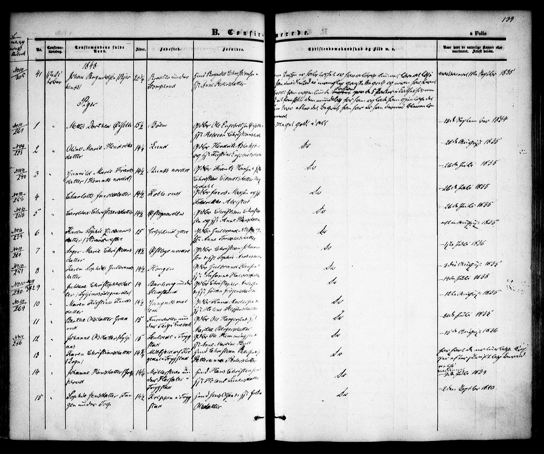 Høland prestekontor Kirkebøker, SAO/A-10346a/F/Fa/L0009: Parish register (official) no. I 9, 1846-1853, p. 139