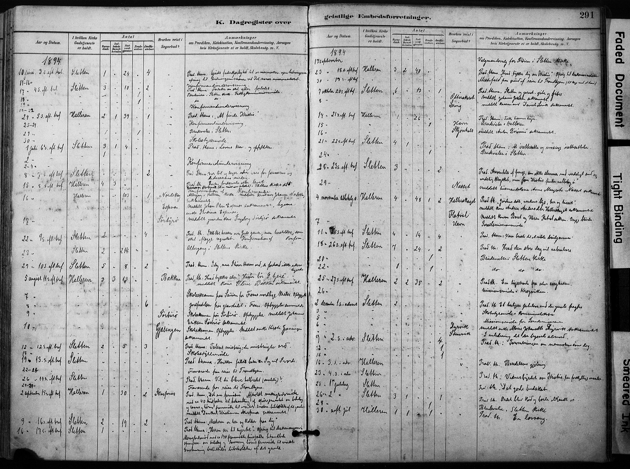 Ministerialprotokoller, klokkerbøker og fødselsregistre - Sør-Trøndelag, AV/SAT-A-1456/640/L0579: Parish register (official) no. 640A04, 1889-1902, p. 291